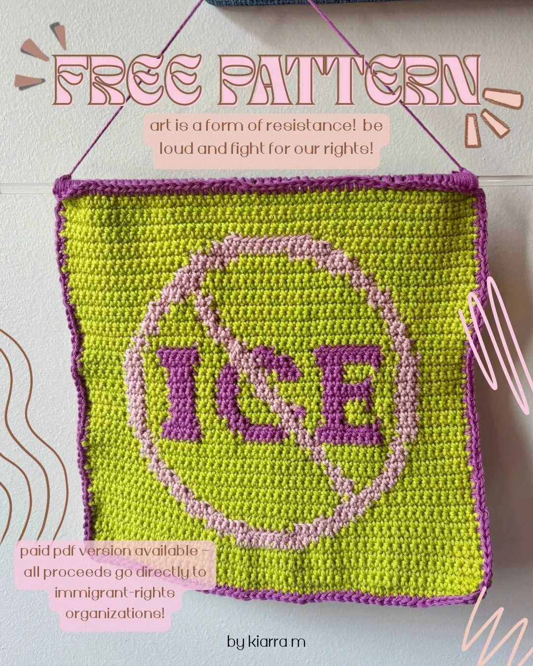 Offering up another free pattern to showcase our resistance towards ICE and our incompetent governments!  Continue fighting for change and stand out however you can!
&bull;
just like the last one, this pattern is available for purchase on my website 