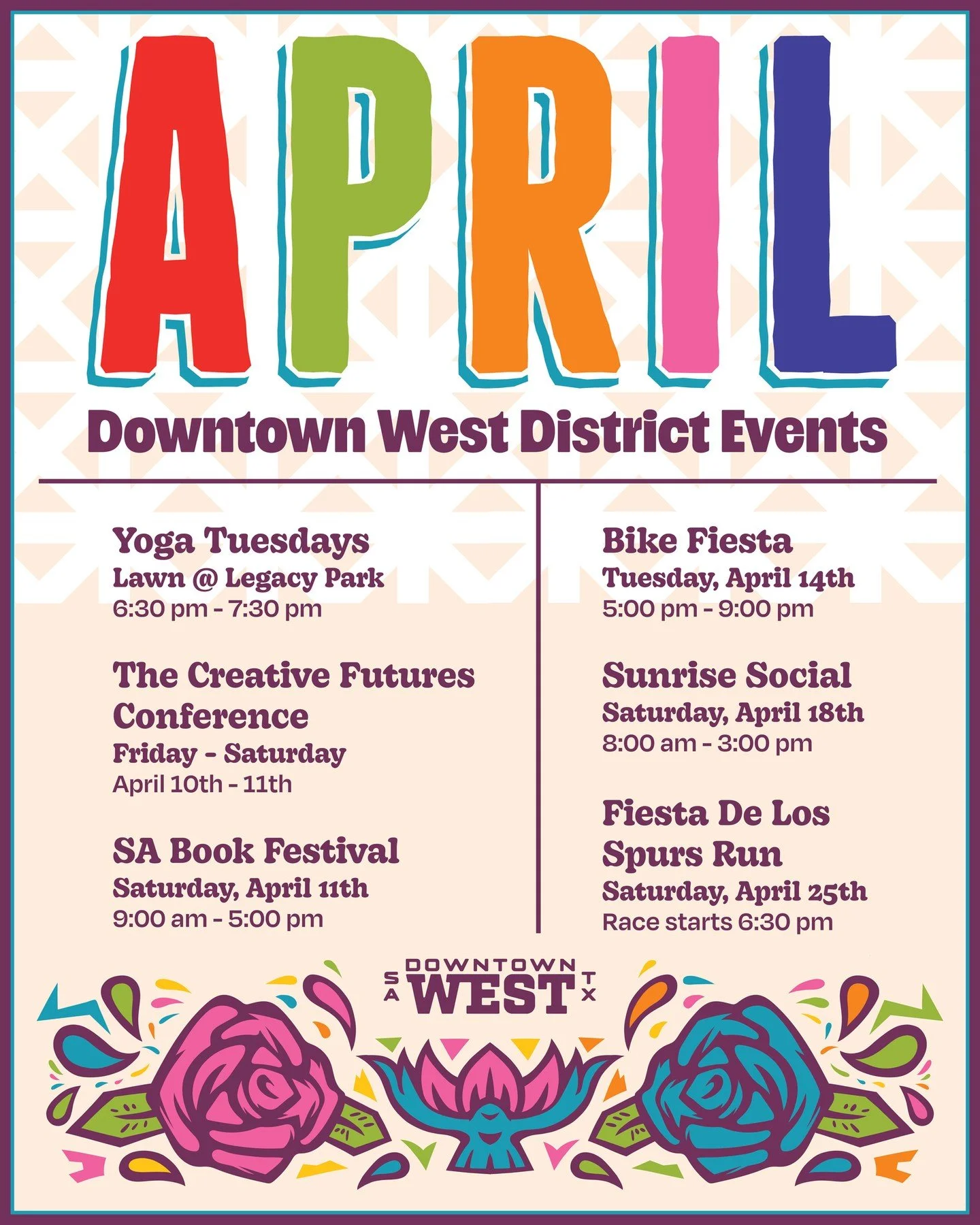 🎉 April is bringing the energy to Downtown West 

From yoga in the park to community runs, live events, and local festivals, there&rsquo;s something happening all month long! Mark your calendars, grab your friends and family, and we&rsquo;ll see you