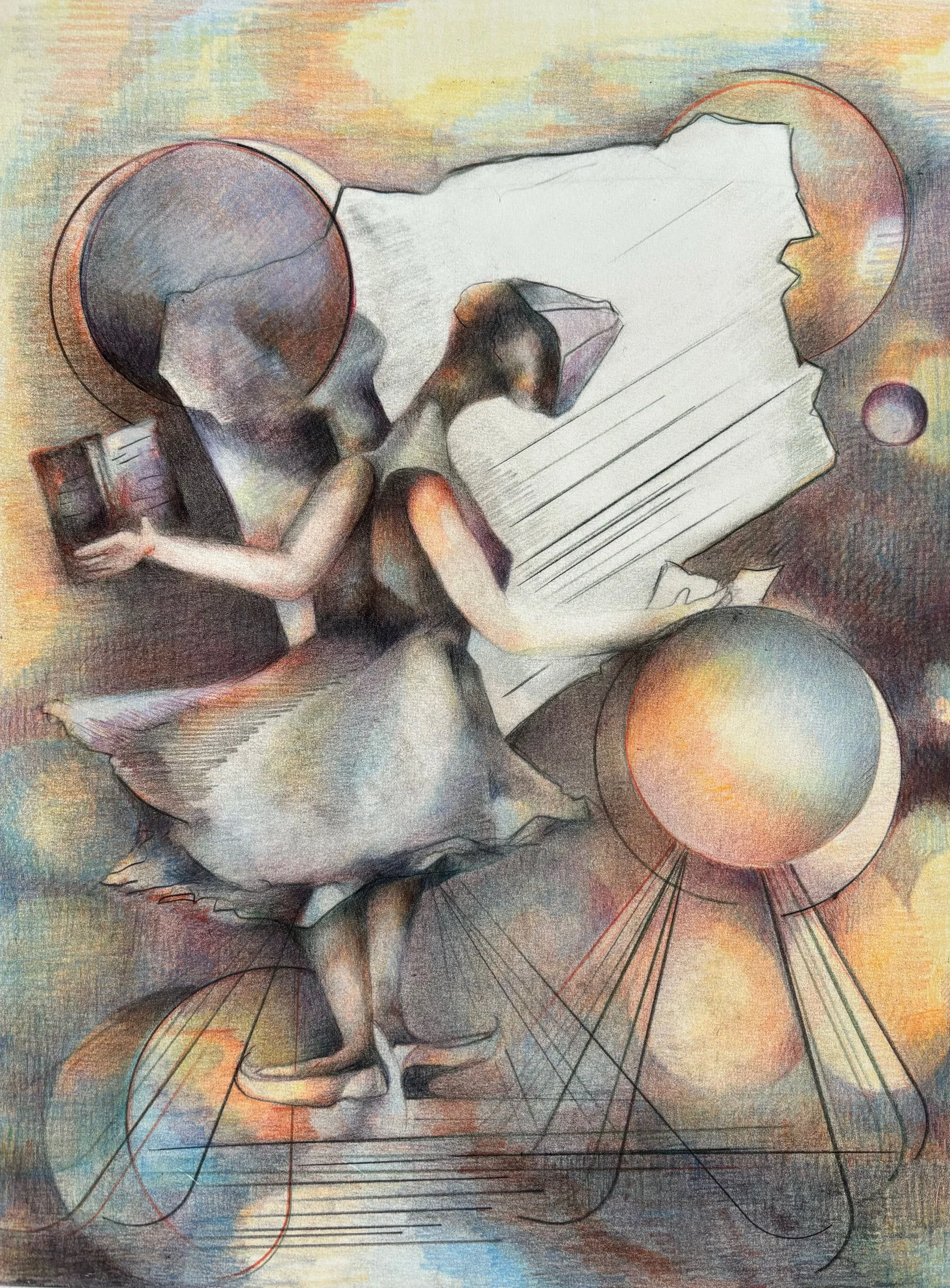 A Letter from Home, 41x31cm. colour pencil on Archers Watercolour paper, 2024