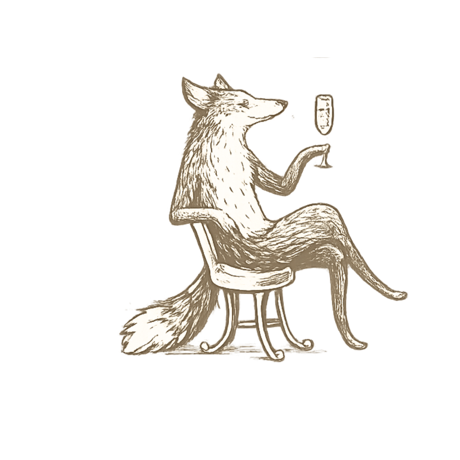 A fox cartoon character sitting in an office chair, holding a smartphone and reading a book.