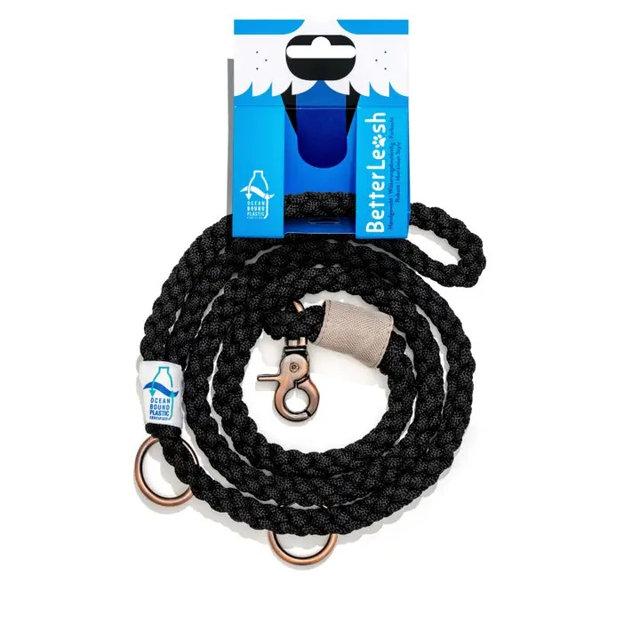 Black Onyx Large Leash - 100% Fairtrade Recycled Ocean Bound Plastic - Betterleash
