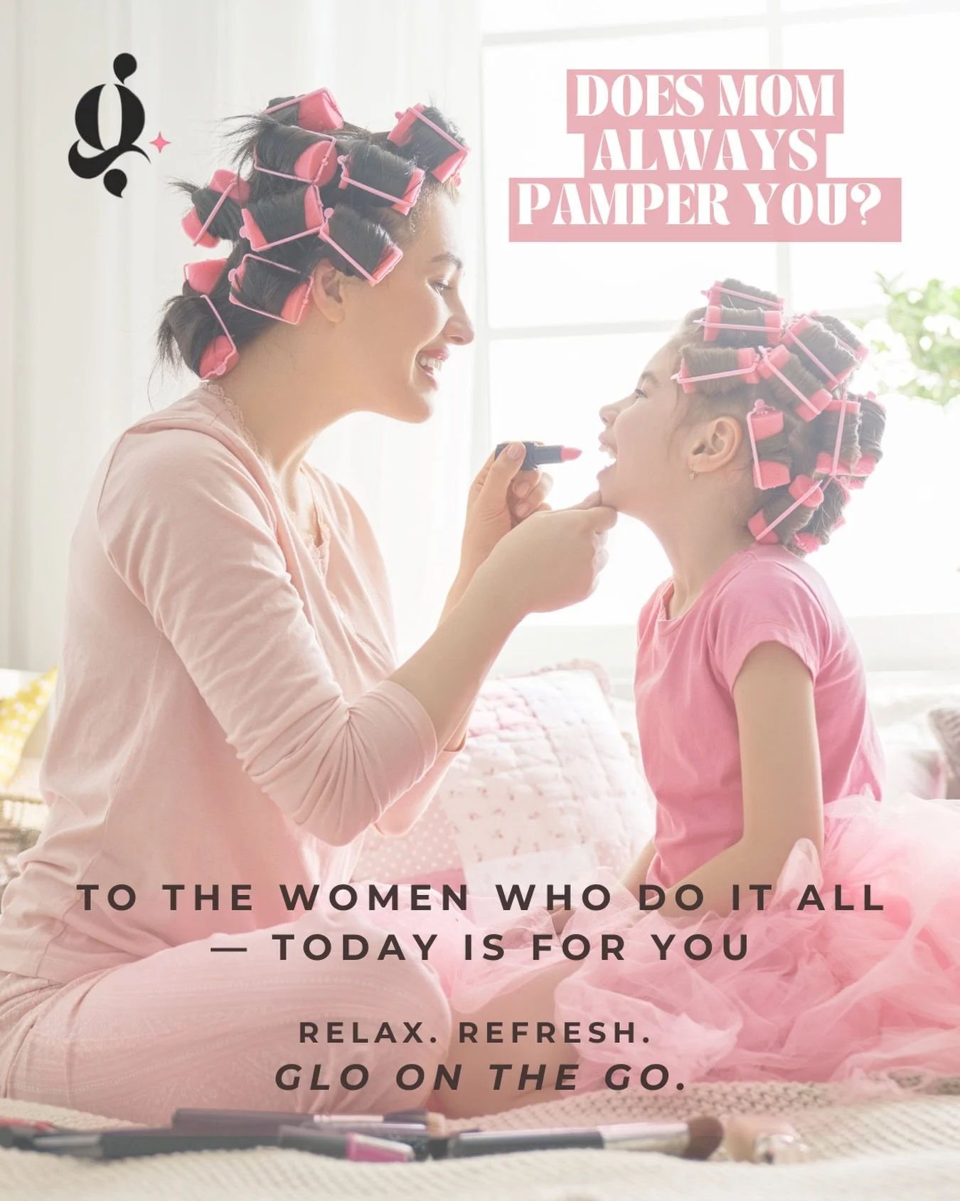 Give Mom the Gift of Relaxation 💐❤️

Whether you&rsquo;re always on the go, caring for everyone else, or simply in need of a moment to unwind&hellip; you deserve to feel relaxed, pampered, and appreciated. 
Glo on the Go Mobile Spa Services 

Manicu