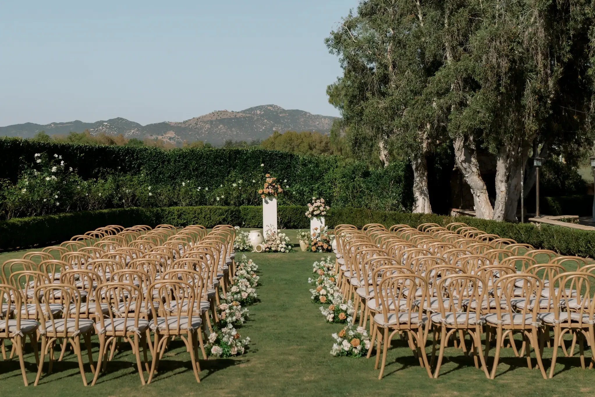 Outdoor ceremony setup at Weddings at Twin Oaks in San Marcos