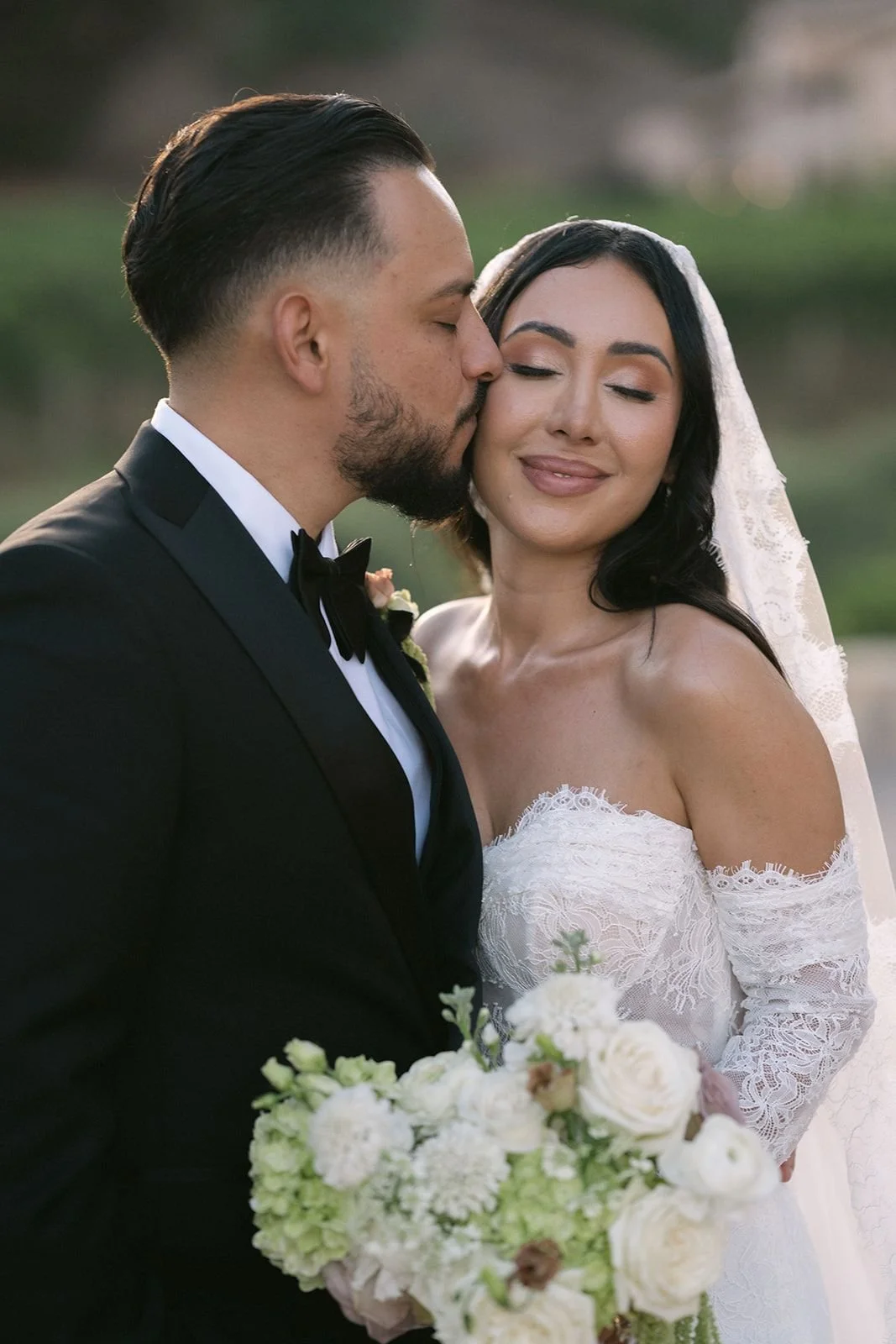 Soft light wedding portrait at Monserate Winery