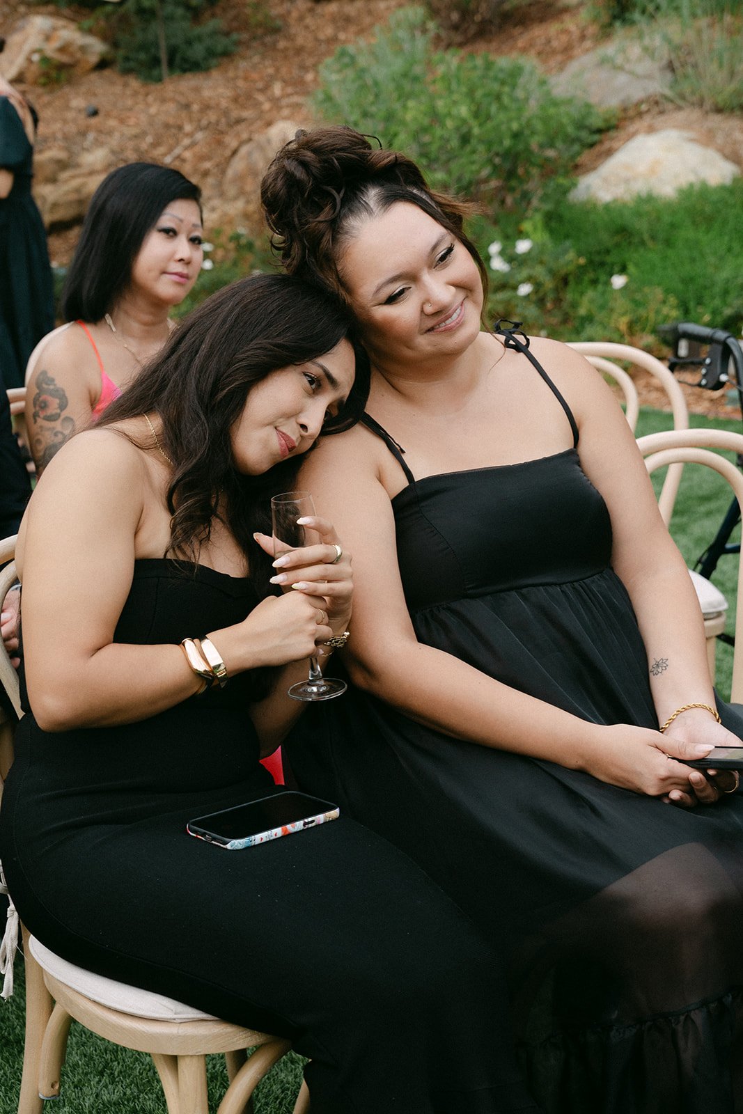 Guests reacting to vow exchange at Monserate Winery wedding ceremony