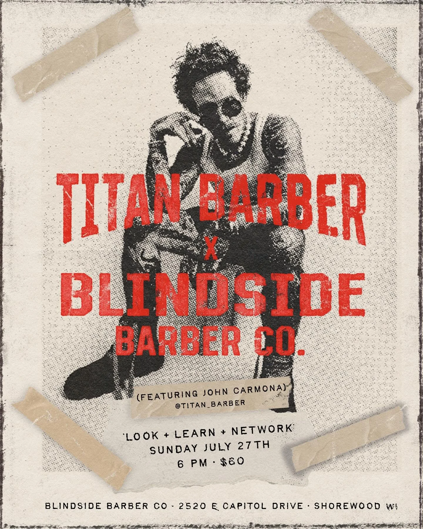 Yo barber friends! Sunday July 27th our friend @titan_barber will be coming to MKE to showcase his precision cutting techniques and impart some of his vast wealth of knowledge to us in an intimate setting at Blindside. There are only 20 tickets avail