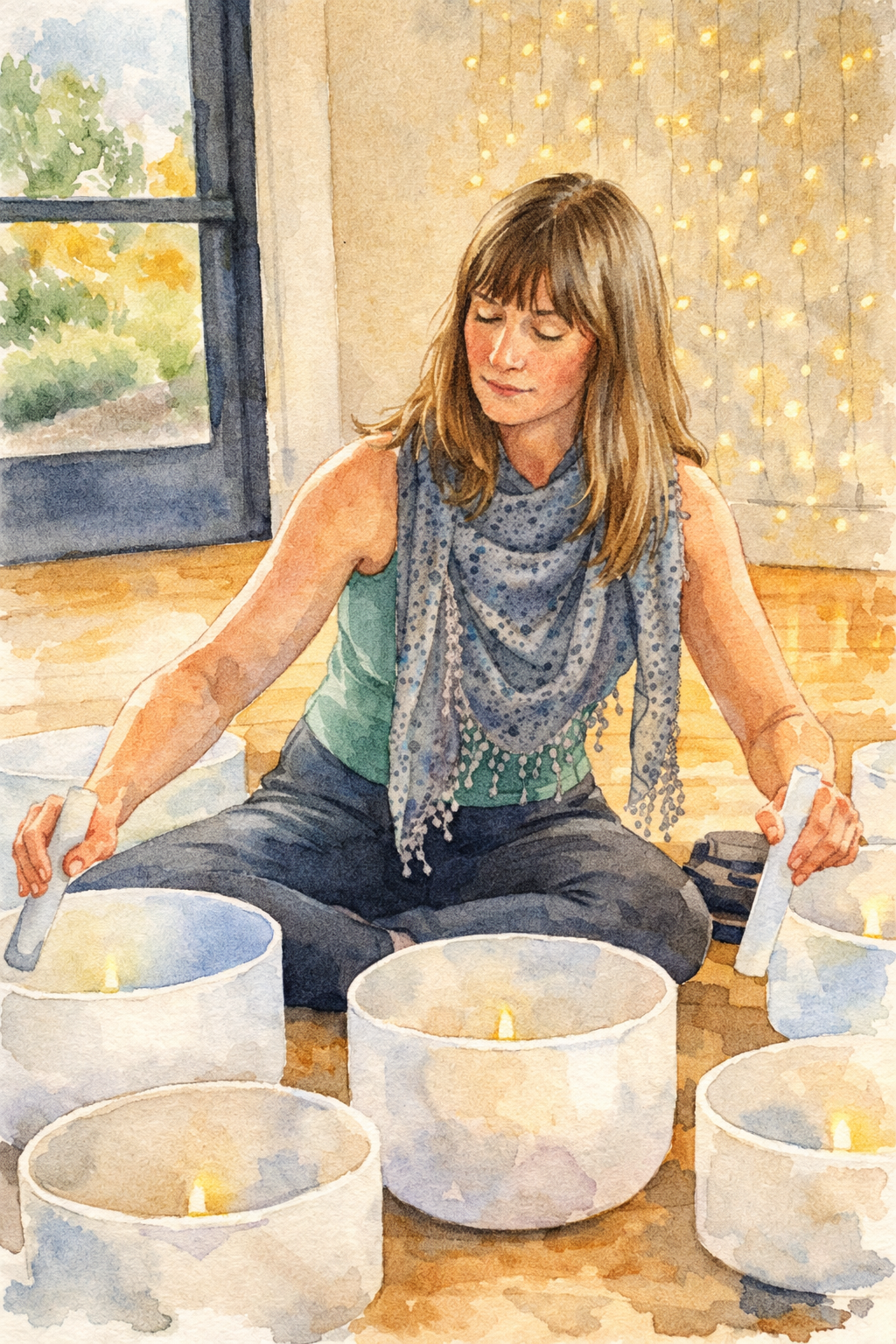 Candle lit yoga sound bath at Hanai