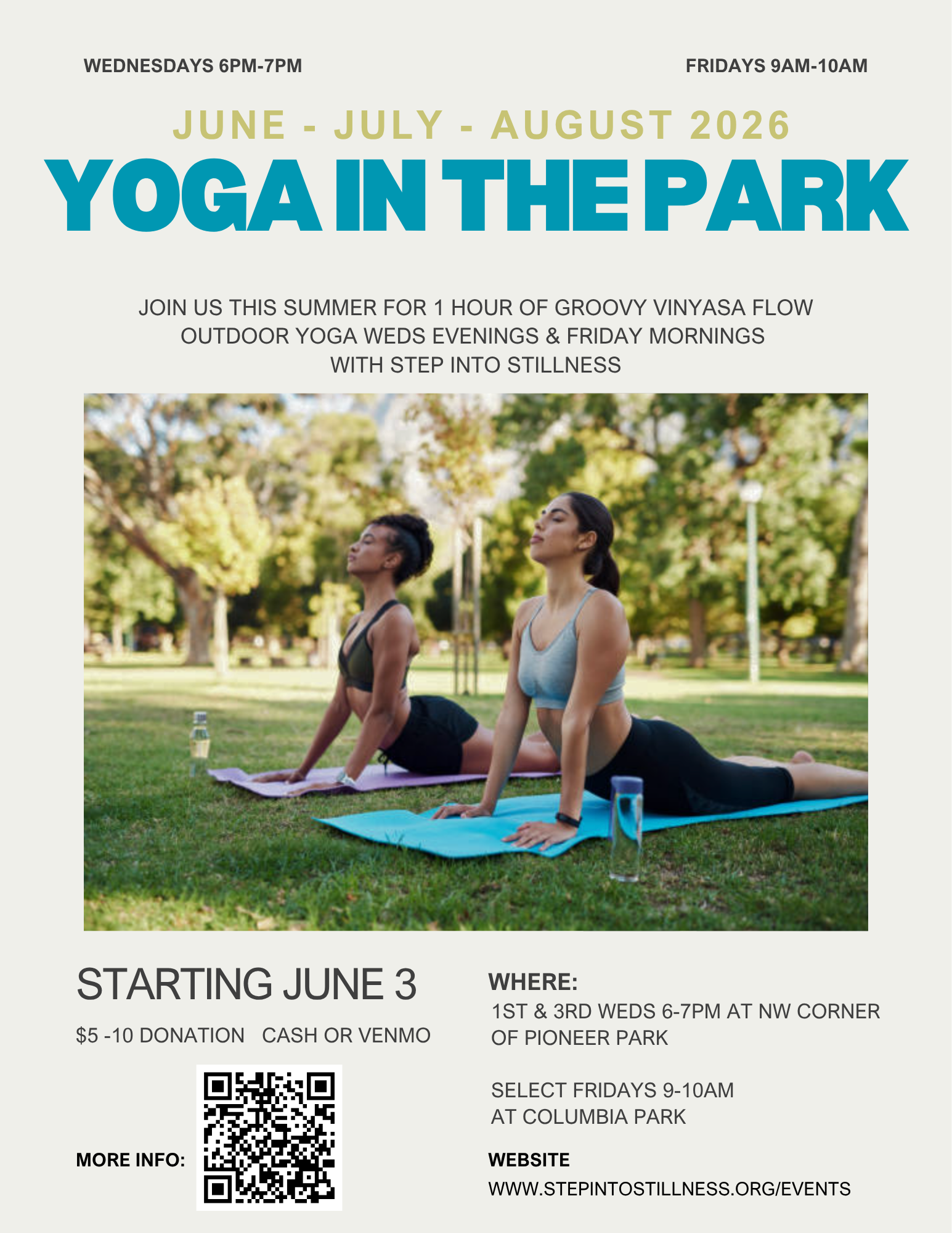 Yoga in the Park Bend Summer 2026