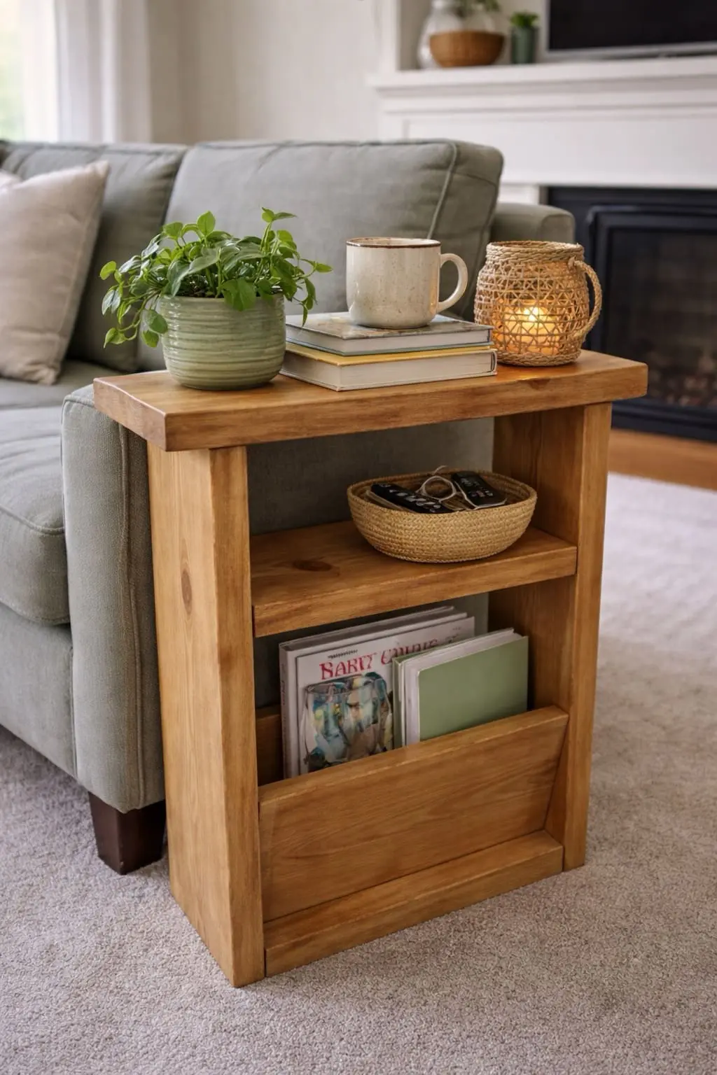 Bočni stolić sa policama – puno drvo