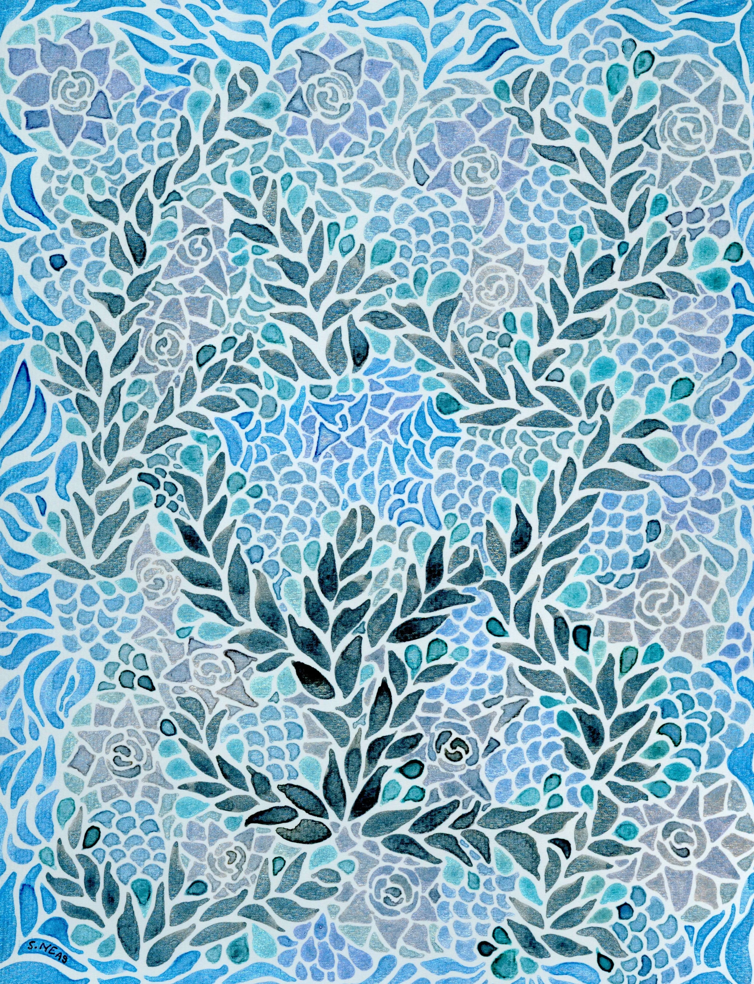Metallic Garden ~ Watercolor 11” x 14”