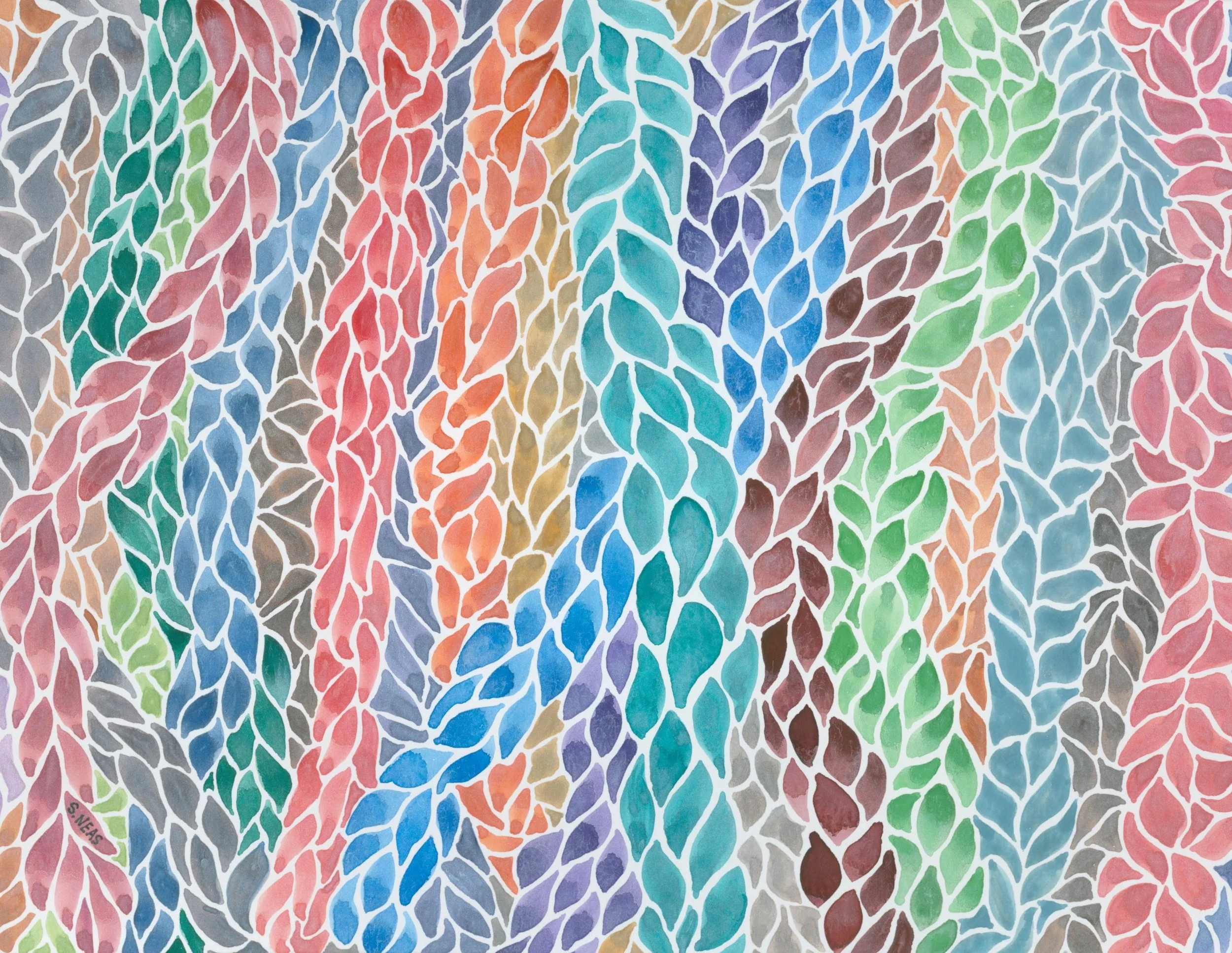 Sea Plants Multicolor ~ Watercolor 14” x 11”