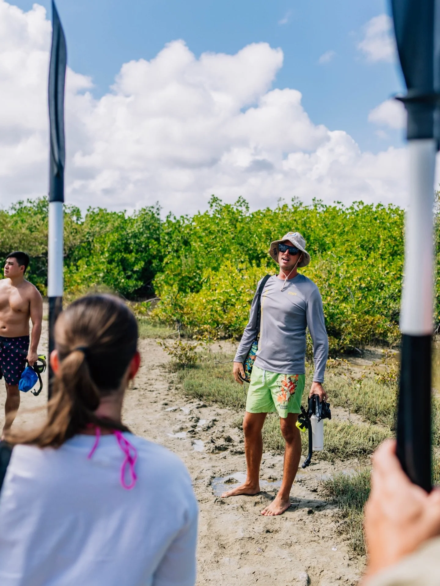 Before the Adventure Begins 🛶🌿

Every mangrove tour starts with a short briefing on shore. Guides explain how to paddle through the narrow channels and how to protect the fragile mangrove roots. 

Fun fact: 
these roots grow above the water because