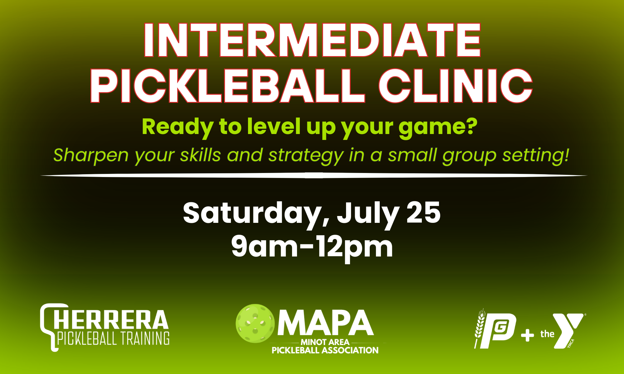 Intermediate Pickleball Clinic (Ages 14+) - July 25