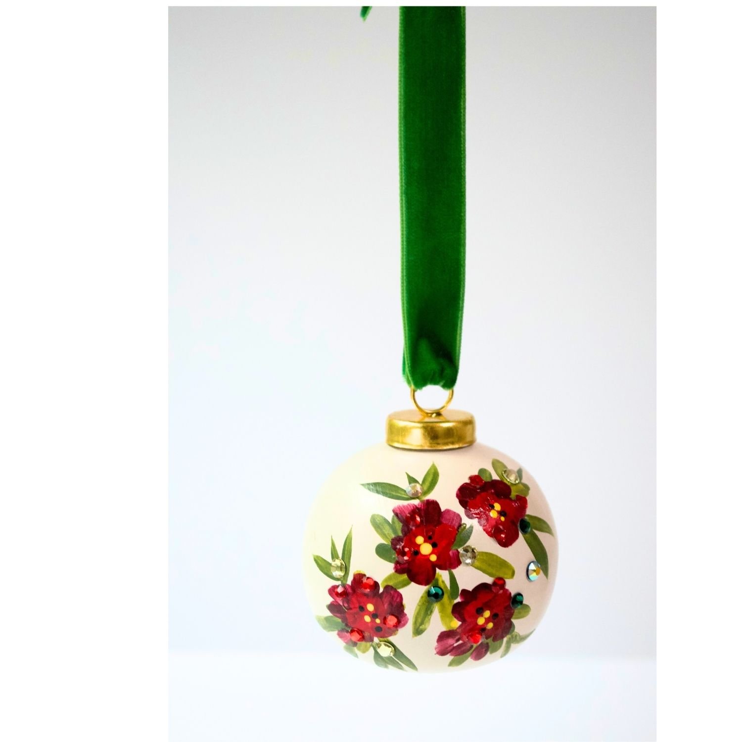 creamy-red-florals-green-statin-ribbon-hand-painted-ceramic-ornament-Maggie-miller-art-and-design.jpg