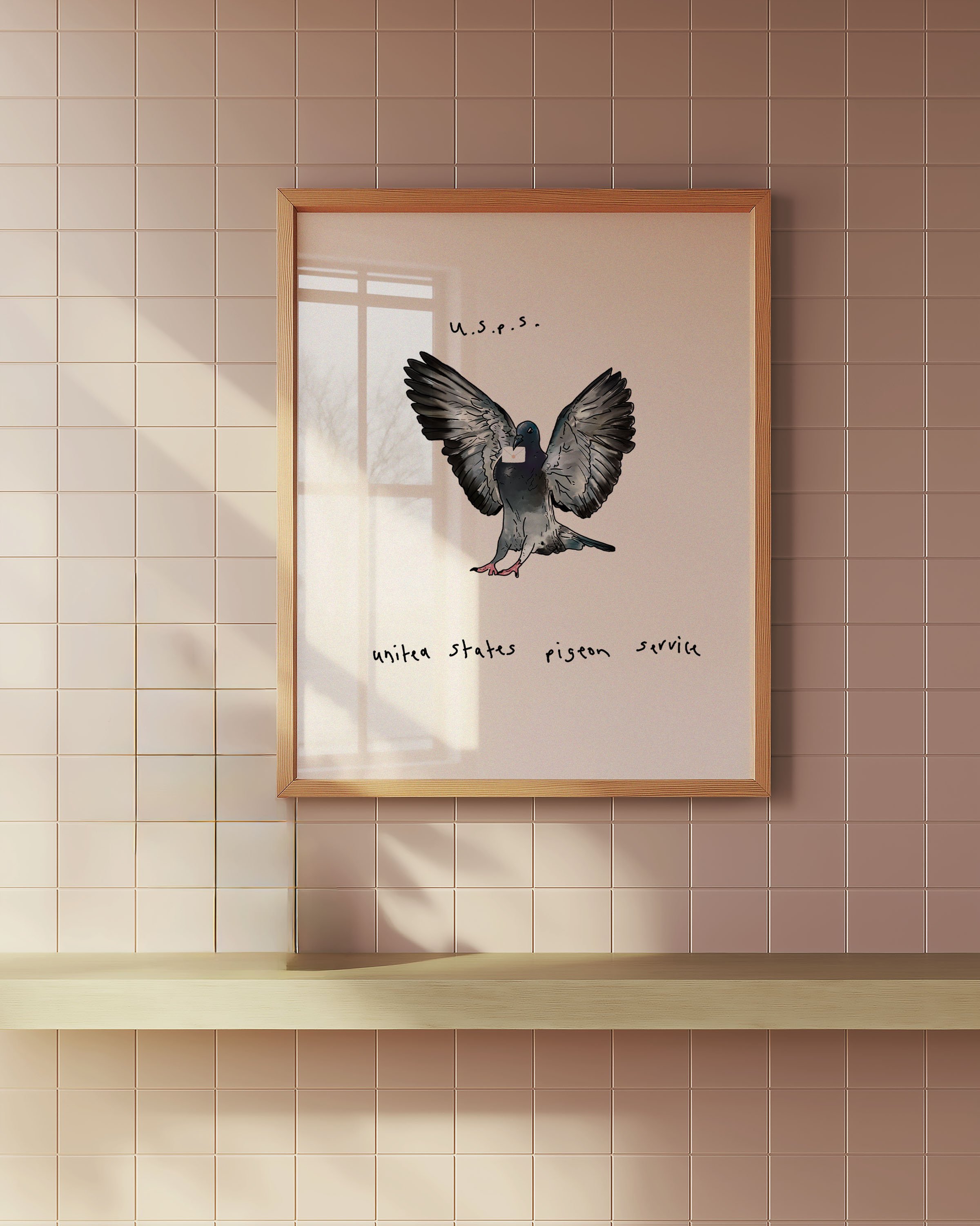 Pigeon Postal Watercolor Art Print