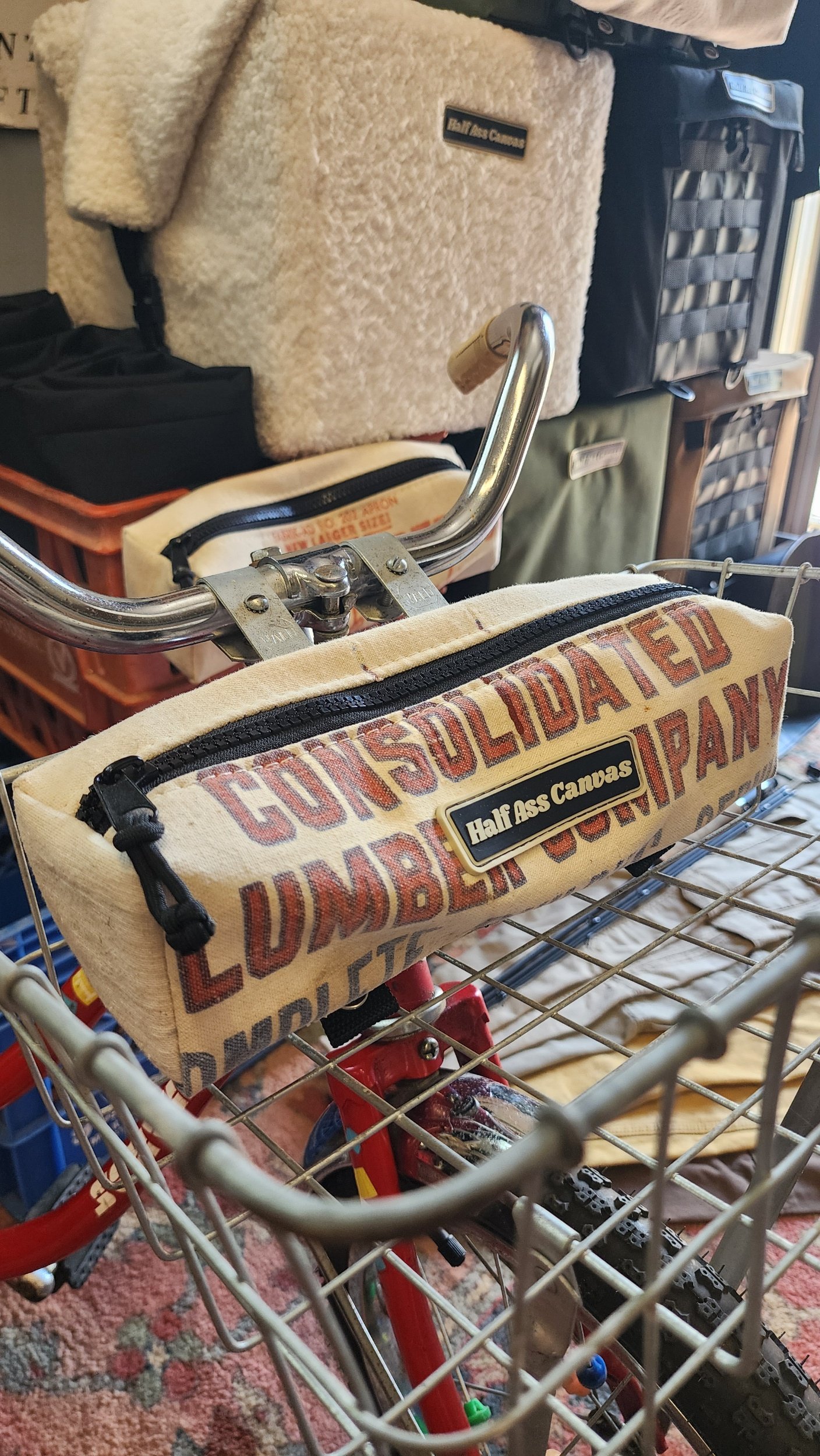 Vintage Hardware Store Apron Milk Crate Tool Bags