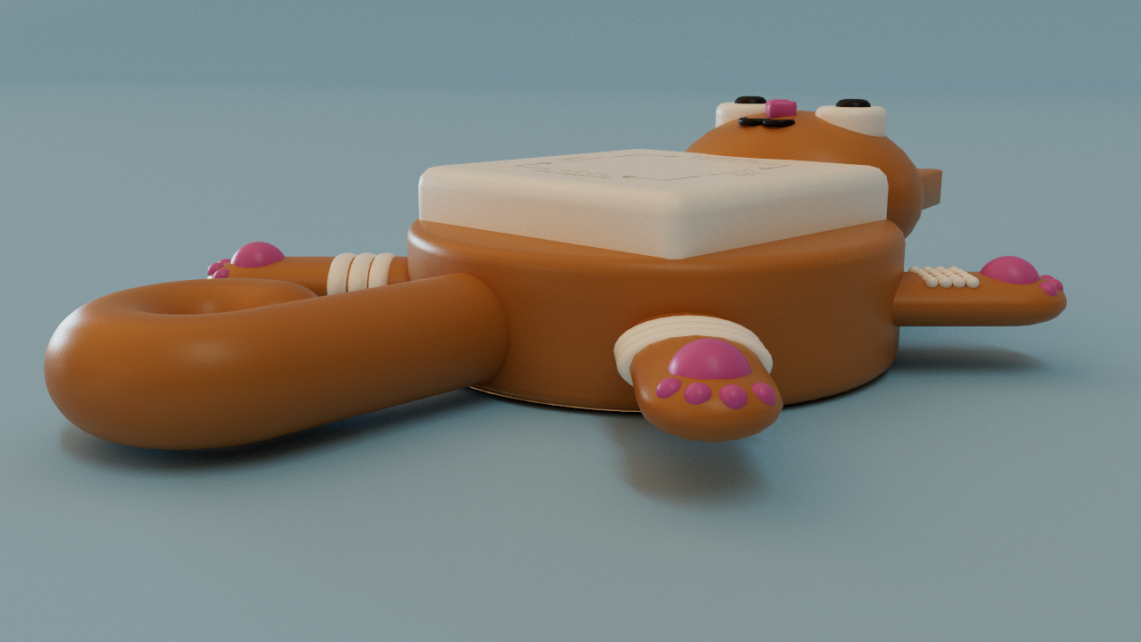 A side view of an orange Coping Cat, showing how the legs and tail are lifted slightly off the ground.