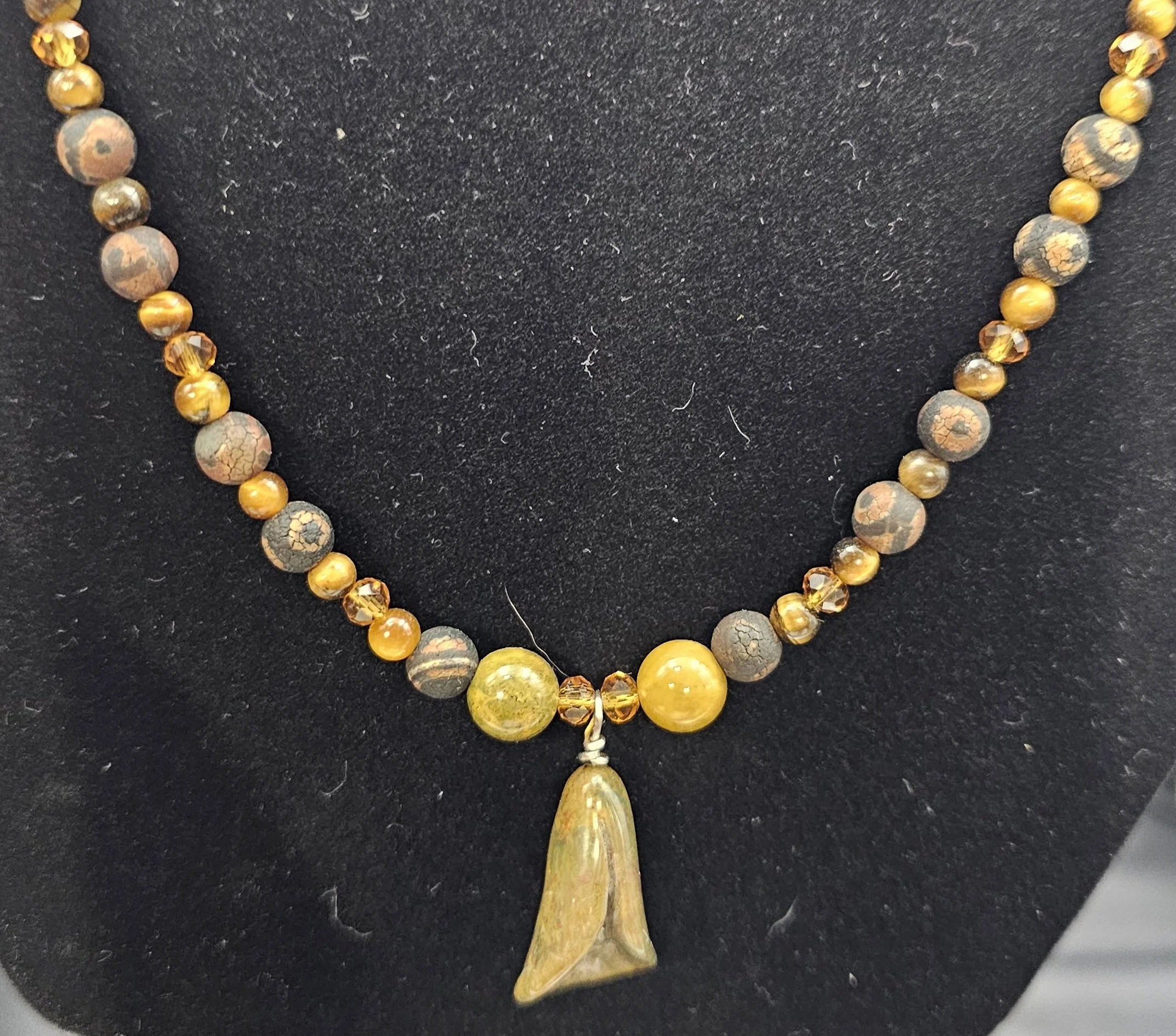 Tibetan Agate, Tiger eye and a Tulip carved agate