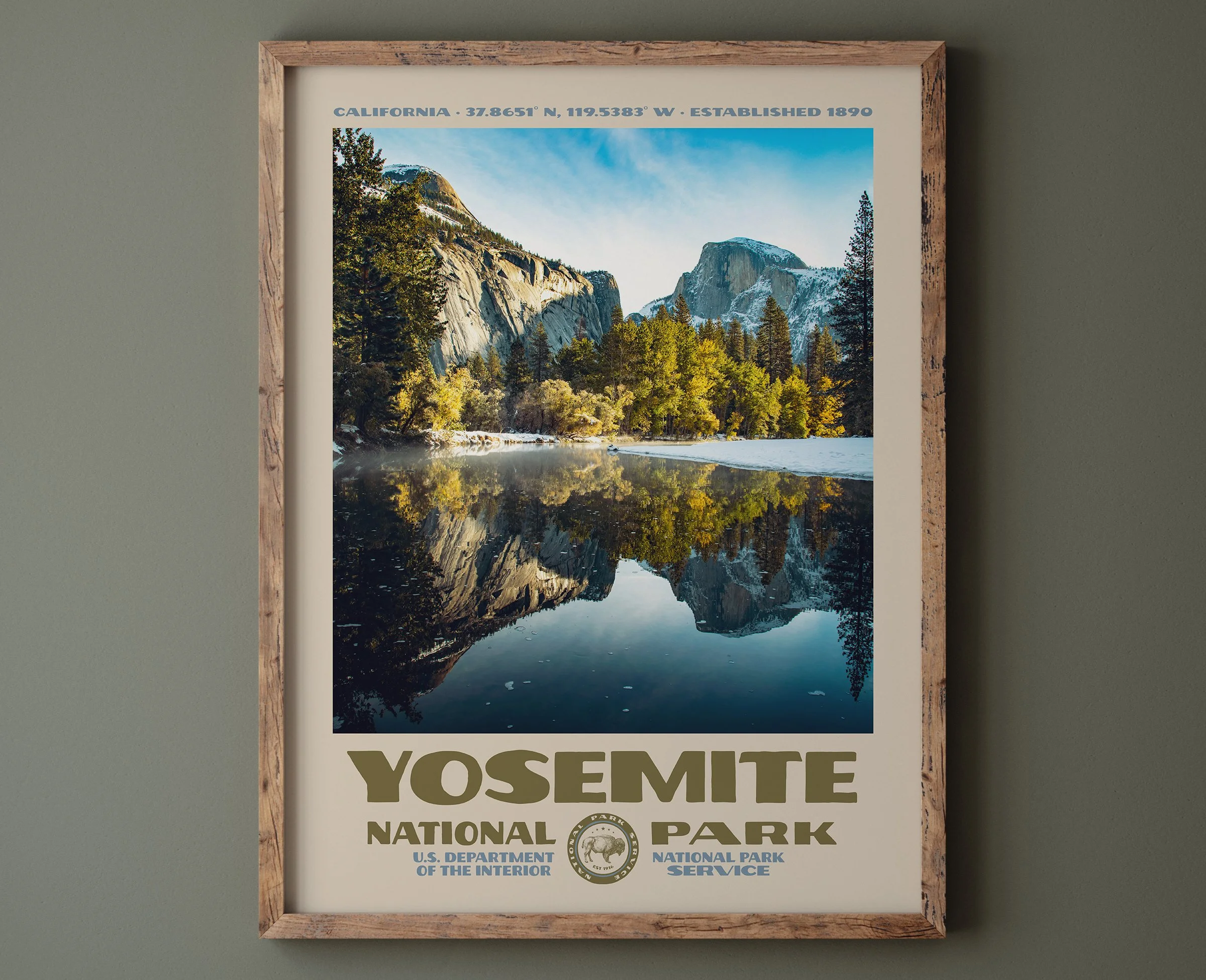 Vintage Yosemite Valley Poster - Retro National Park Wall Art for