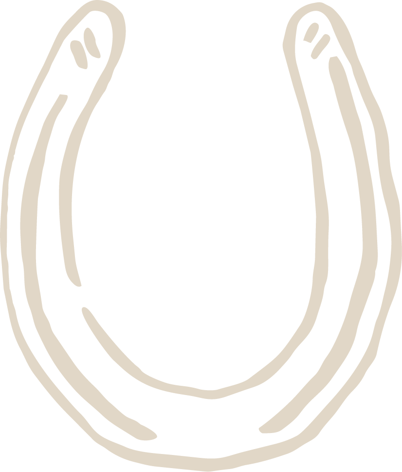 Minimalist beige outline of a horseshoe-shaped ear on a black background