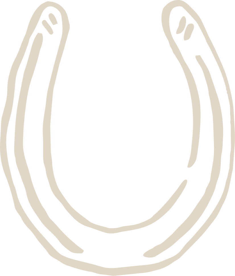Minimalist beige horseshoe illustration on a black background