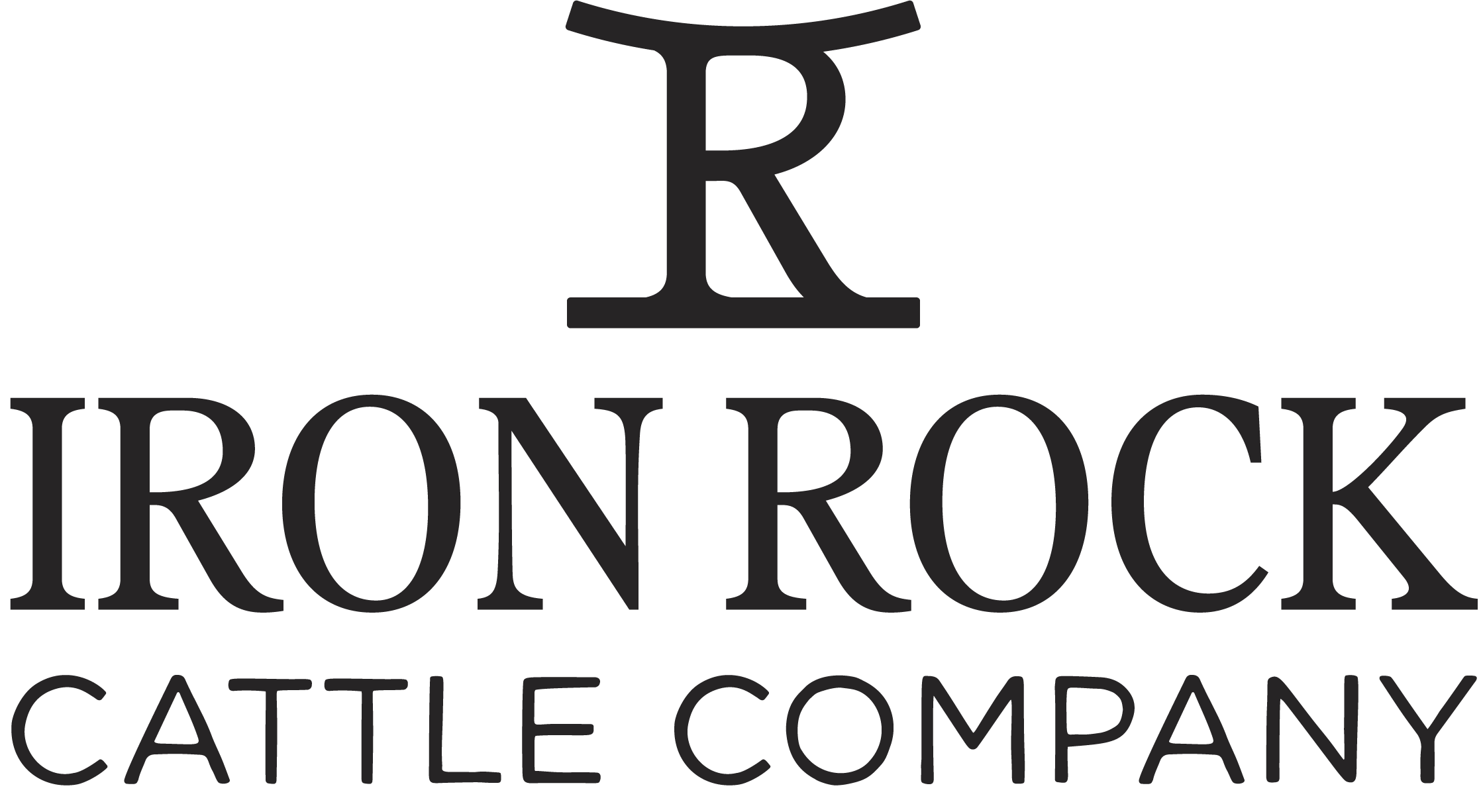 IronRock Cattle Company logo in dark gray text on a black background