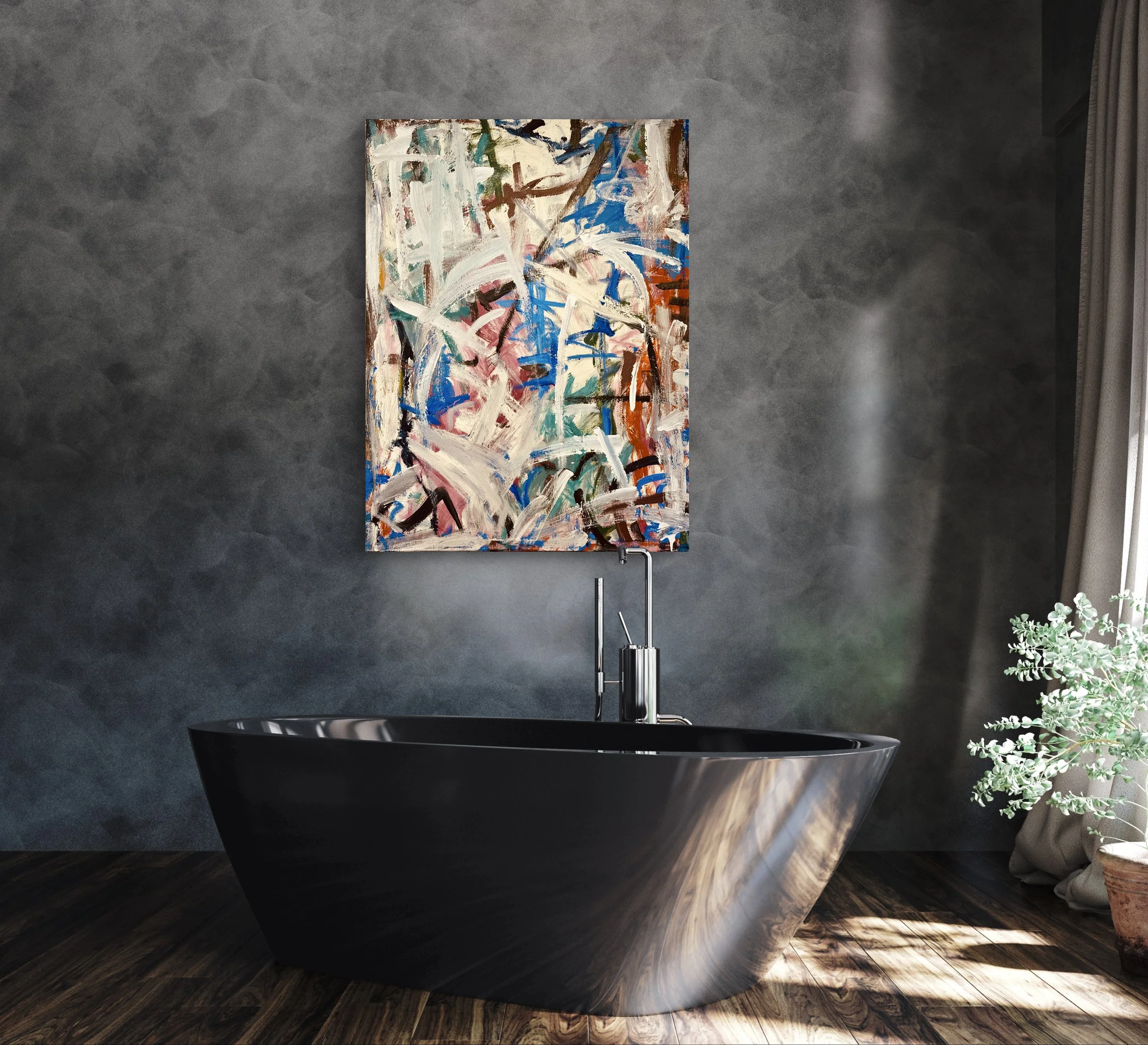 30 x 40 x 1.5 inches. Acrylic on canvas. Painted in 2025.