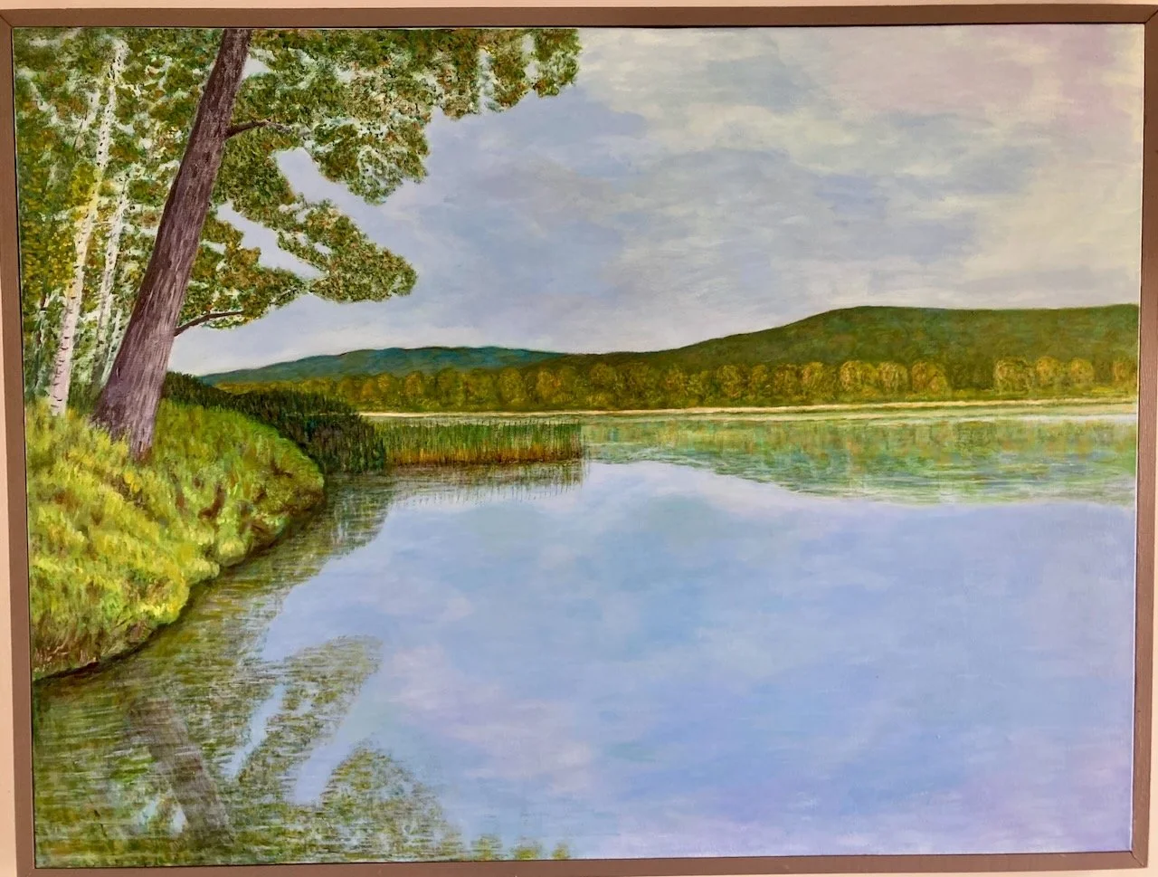 Herrick's  Cove (Connecticut River north of Bellows Falls), 2026, Gift to The Rich Earth Institute, Brattleborp, VT for their new workspace, 48"x 36", Acrylic painting on canvas
