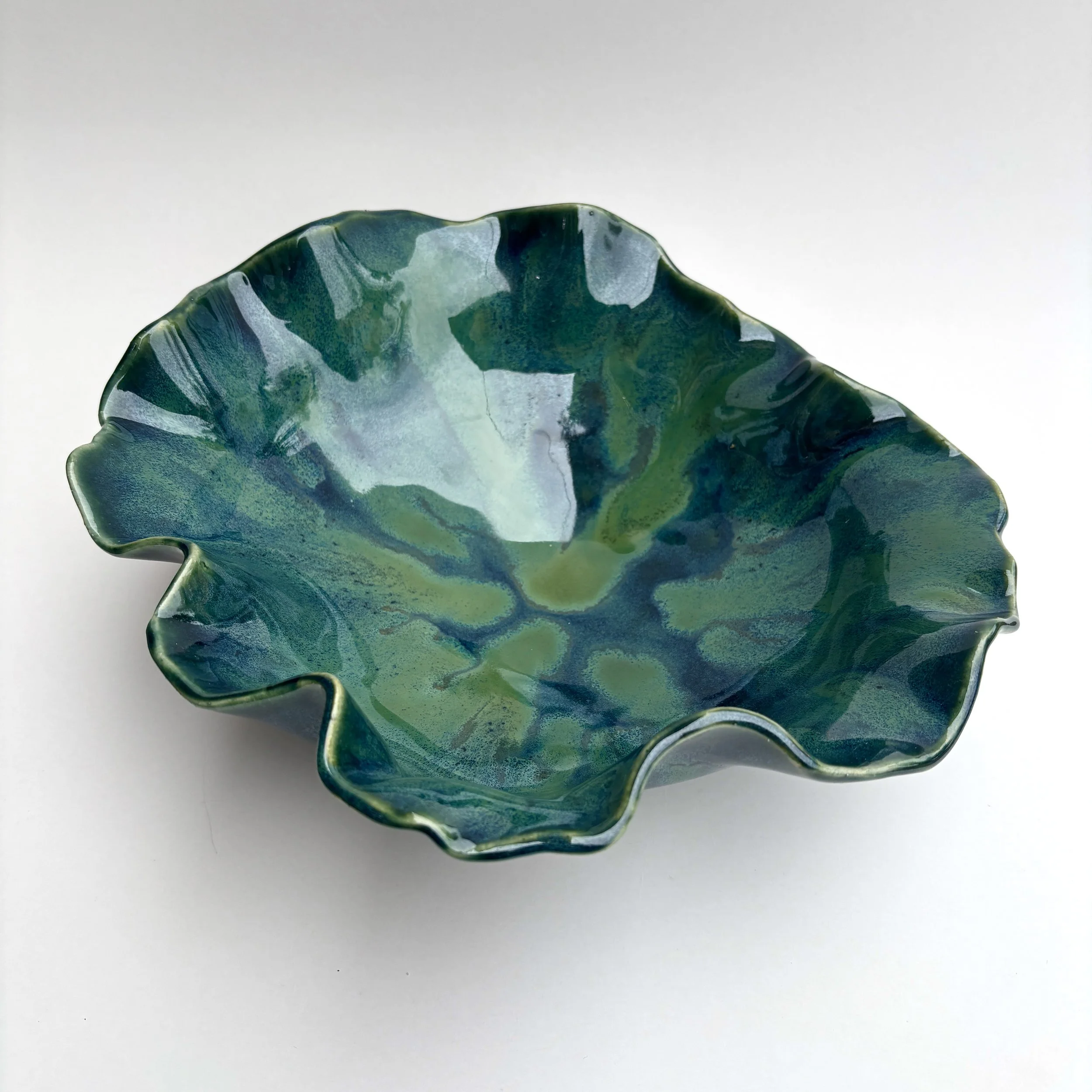 Blue Green Medium Flower Bowl