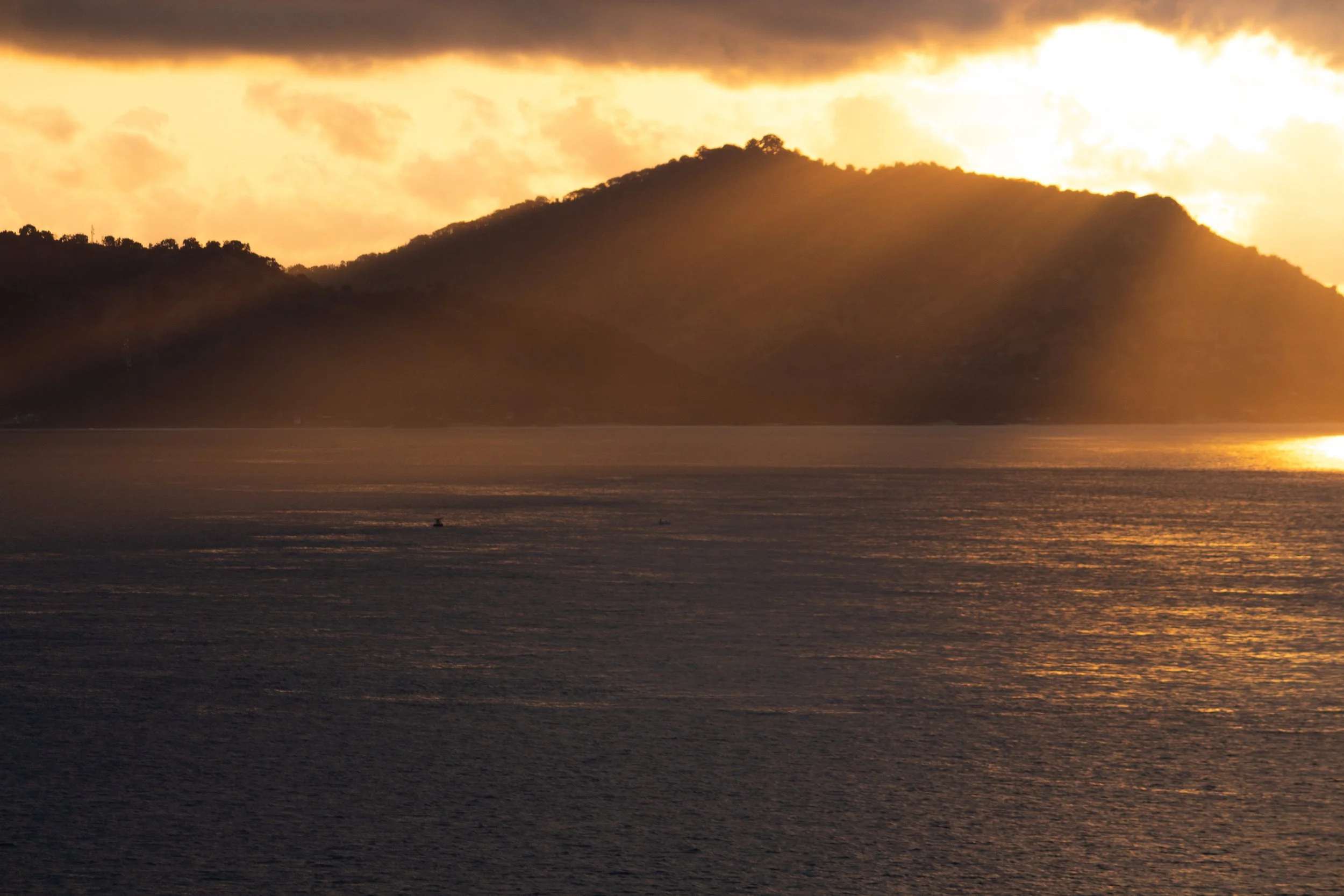 Waking up to the sunrise and mountains in Padang Bai, Indonesia