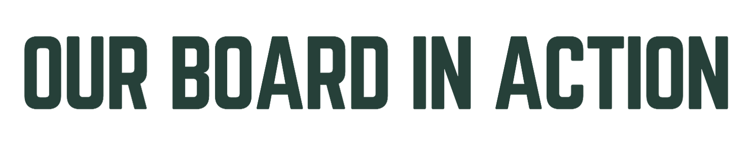 Text reading 'Our Board in Action'.