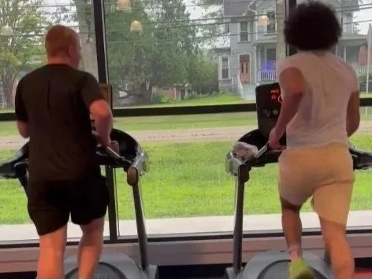 Woodhaven Recovery students exercise at the Keystone College gym as part of recreation, wellness, and healthy routine-building in recovery.
