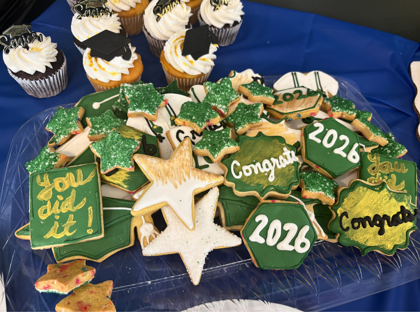 Graduation cookies and cupcakes celebrating the Woodhaven Class of 2026