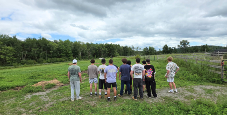 Woodhaven residents volunteering together at Indraloka Animal Sanctuary