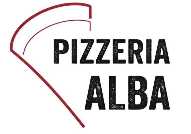 Logo di una pizzeria chiamata Pizzeria Alba, sponsor della Pallacanestro Ponzano