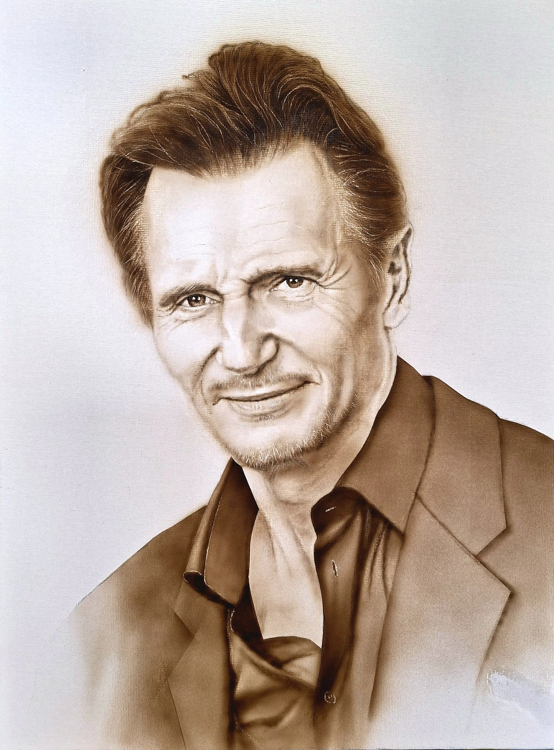 Liam Neeson. Canvas Board 16x12