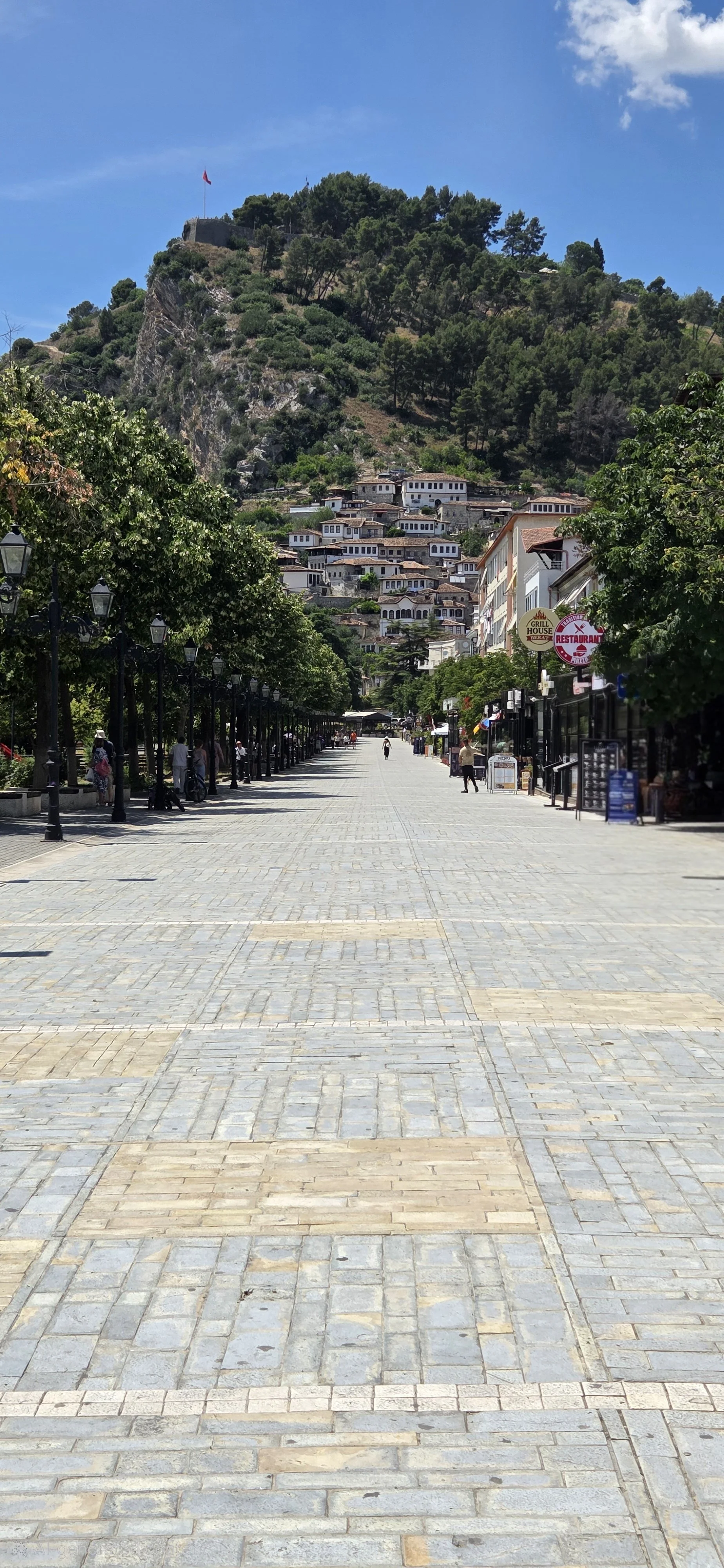 Looking down the boulevard to the ‘City of a Thousand Eyes’ in Berat