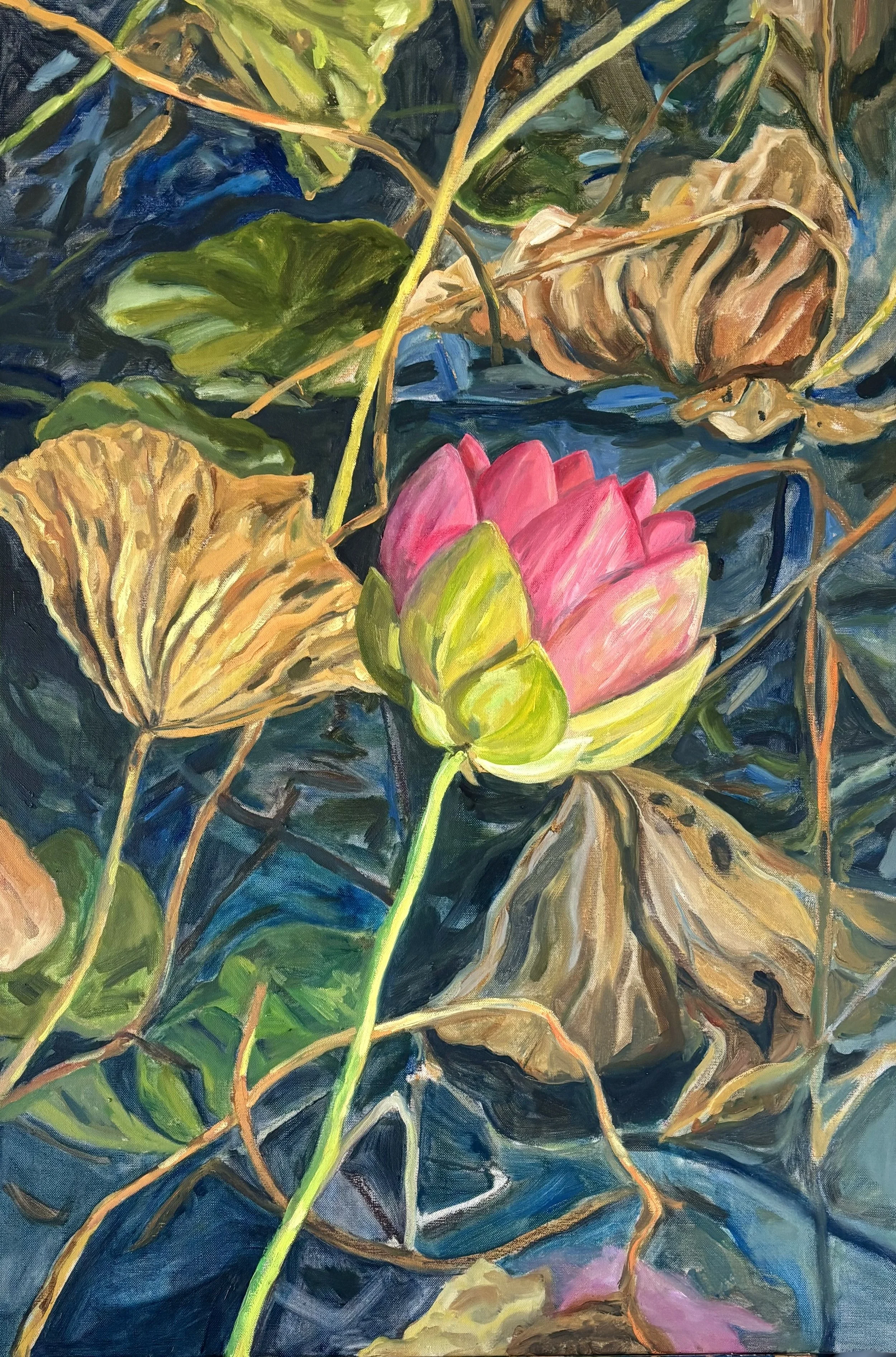 'Quiet resilience' oil on Linen 2025
Ready to hang natural hardwood timber floating frame $1700