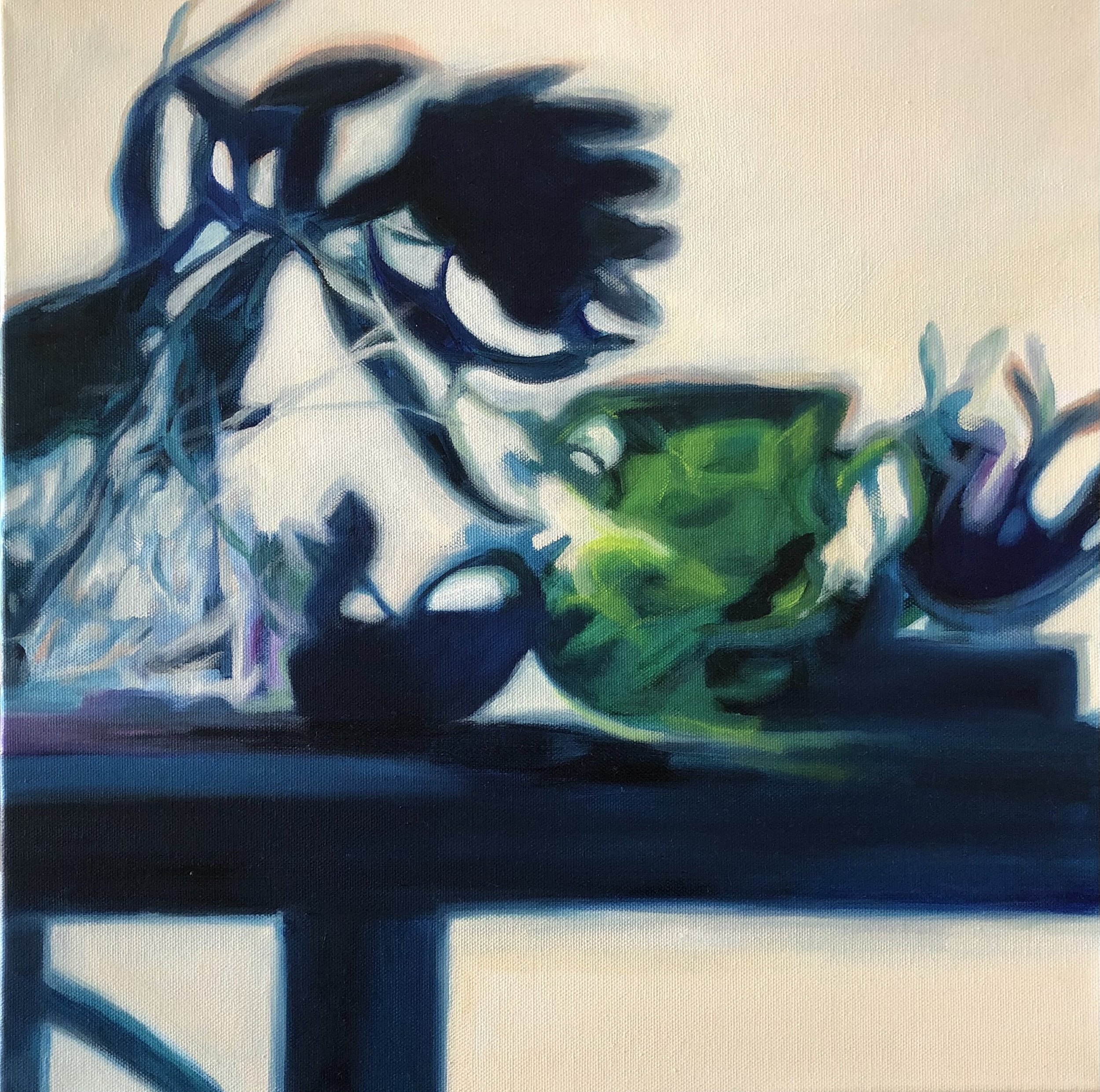 'Green jug & afternoon shadows' (watching shadows on the wall during extended lockdown in Melbourne)