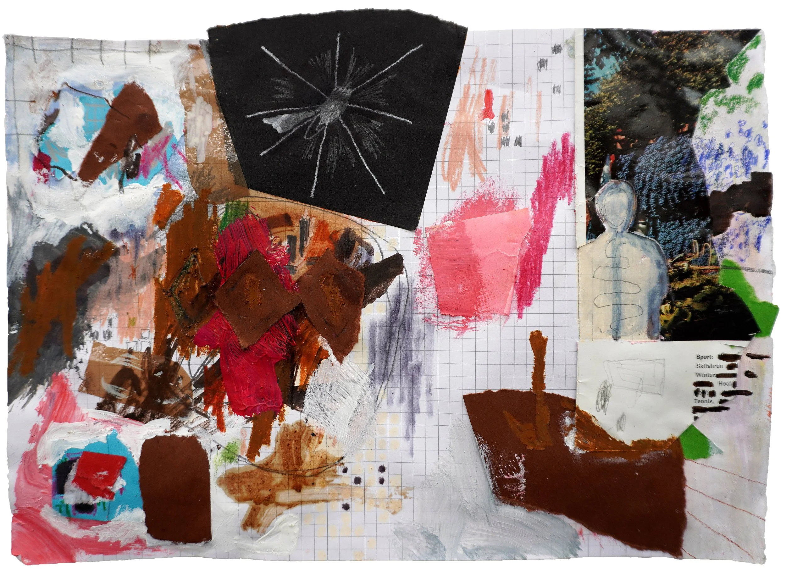 Merano II, 2024, Mischtechnik auf Papier, 22,5 x 29,7 cm