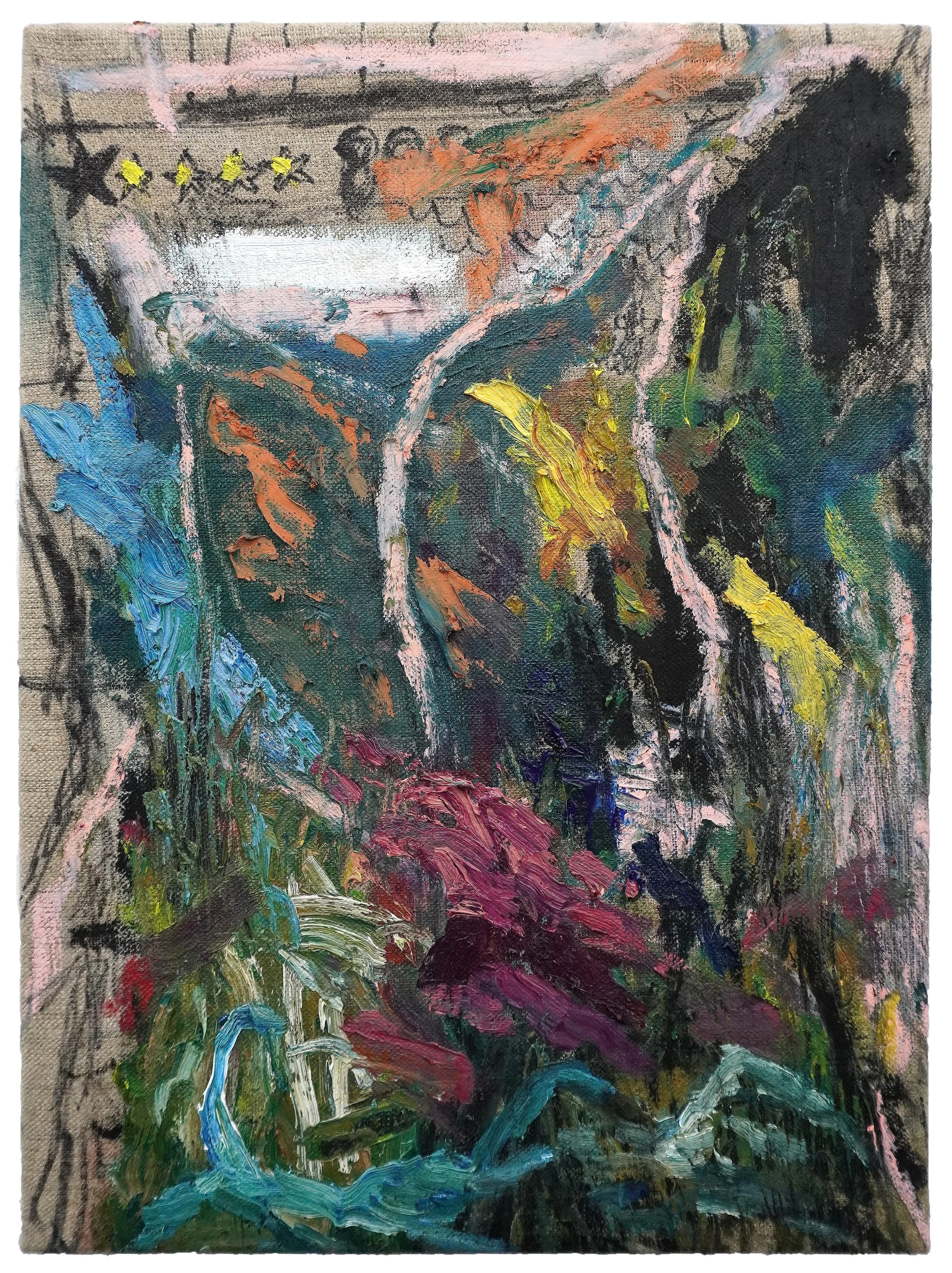 "Rainbow Rare", 2025, Mischtechnik auf Leinwand, 40 x 35 cm