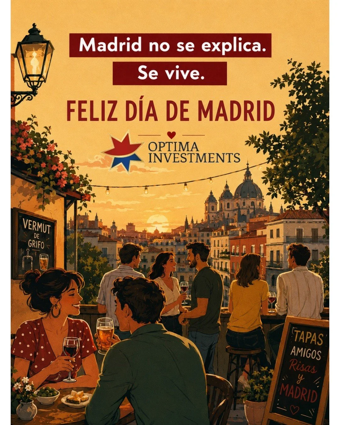 En Madrid no hay d&iacute;a de semana definido&hellip;porque siempre hay tiempo para unas risas, una conversaci&oacute;n improvisada y una copa compartida al atardecer.

Madrid no corre, fluye.

Se vive en sus calles, en sus
terrazas, en sus barrios 