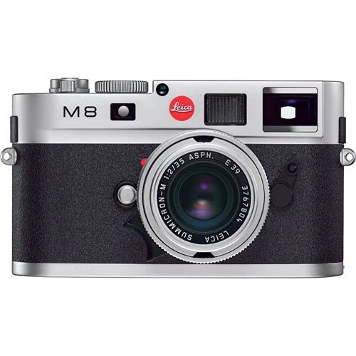 A Leica M8 rangefinder camera with a 28mm Elmarit lens.