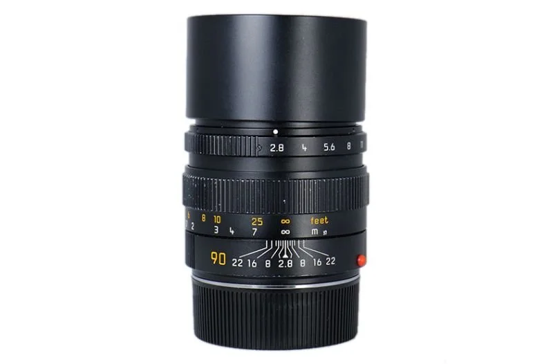 Camera lens with various focus and distance markings