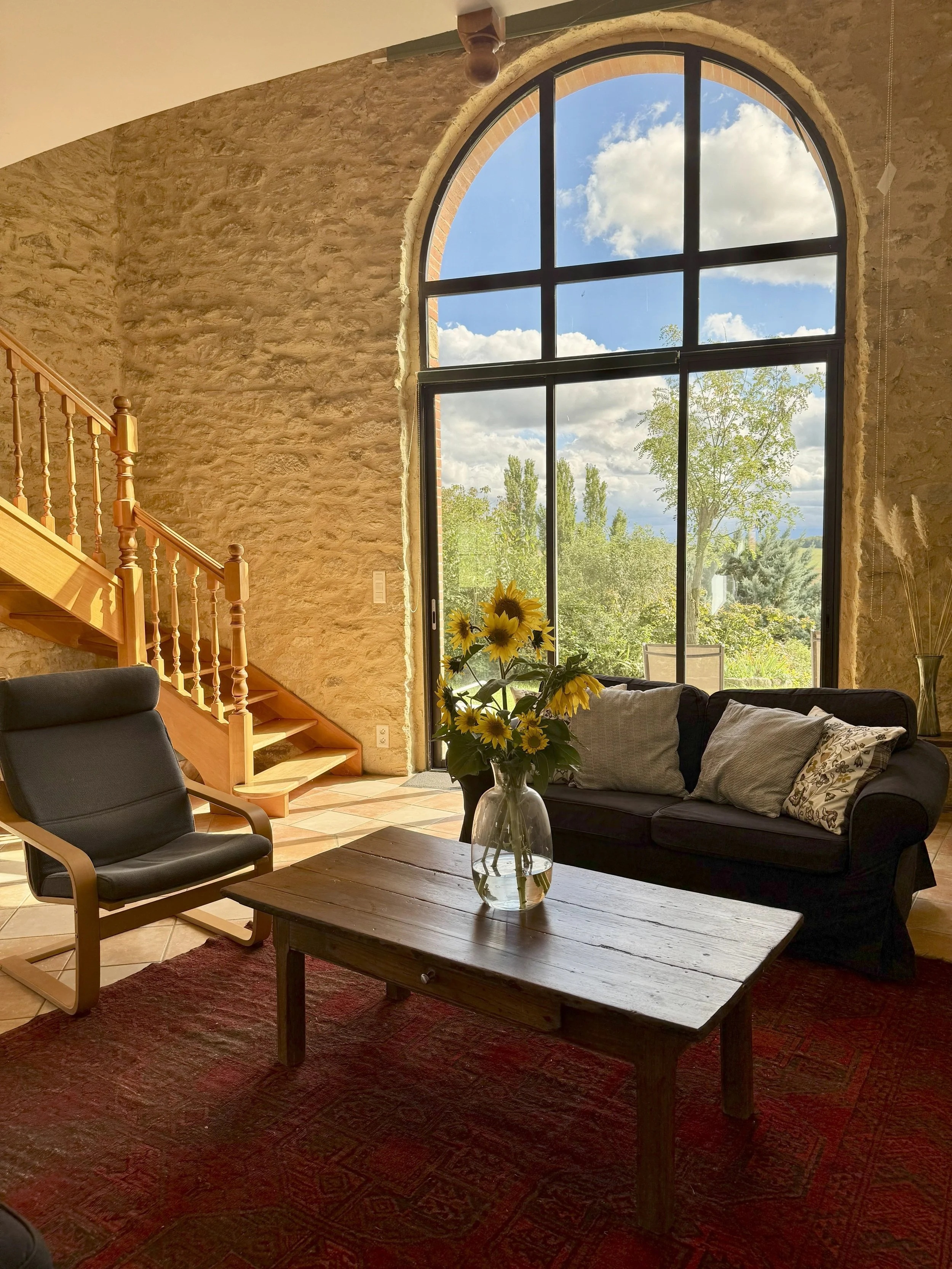 Loustal Beau barn arch view from living room