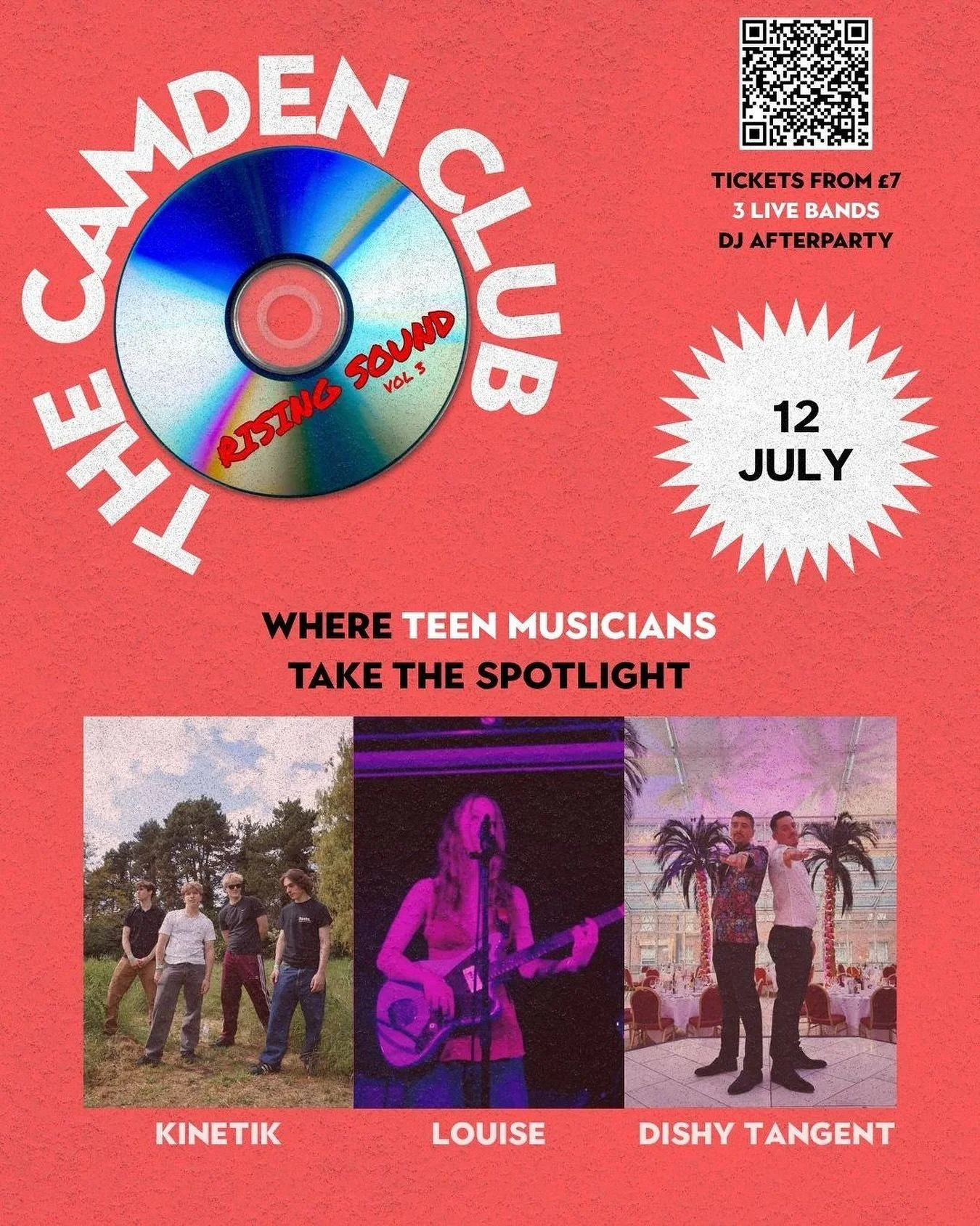 This Saturday is our third instalment of Rising Sounds 🎉

We&rsquo;ve got a stellar lineup and 3 amazing bands

Fresh talent, and a new generation of sound - here FIRST at The Camden Club ⭐️