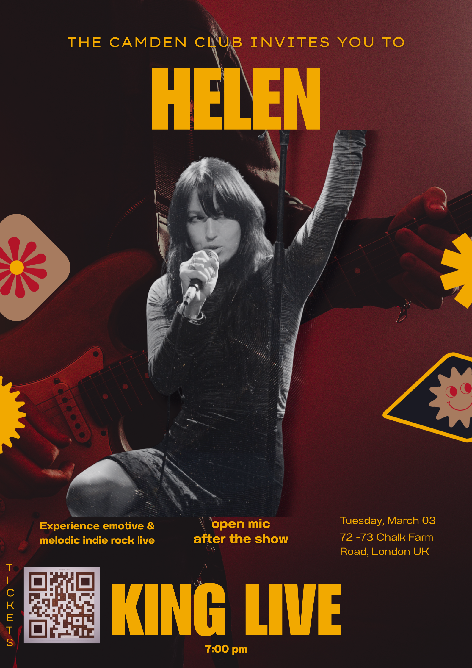 Helen King Live + Open Mic