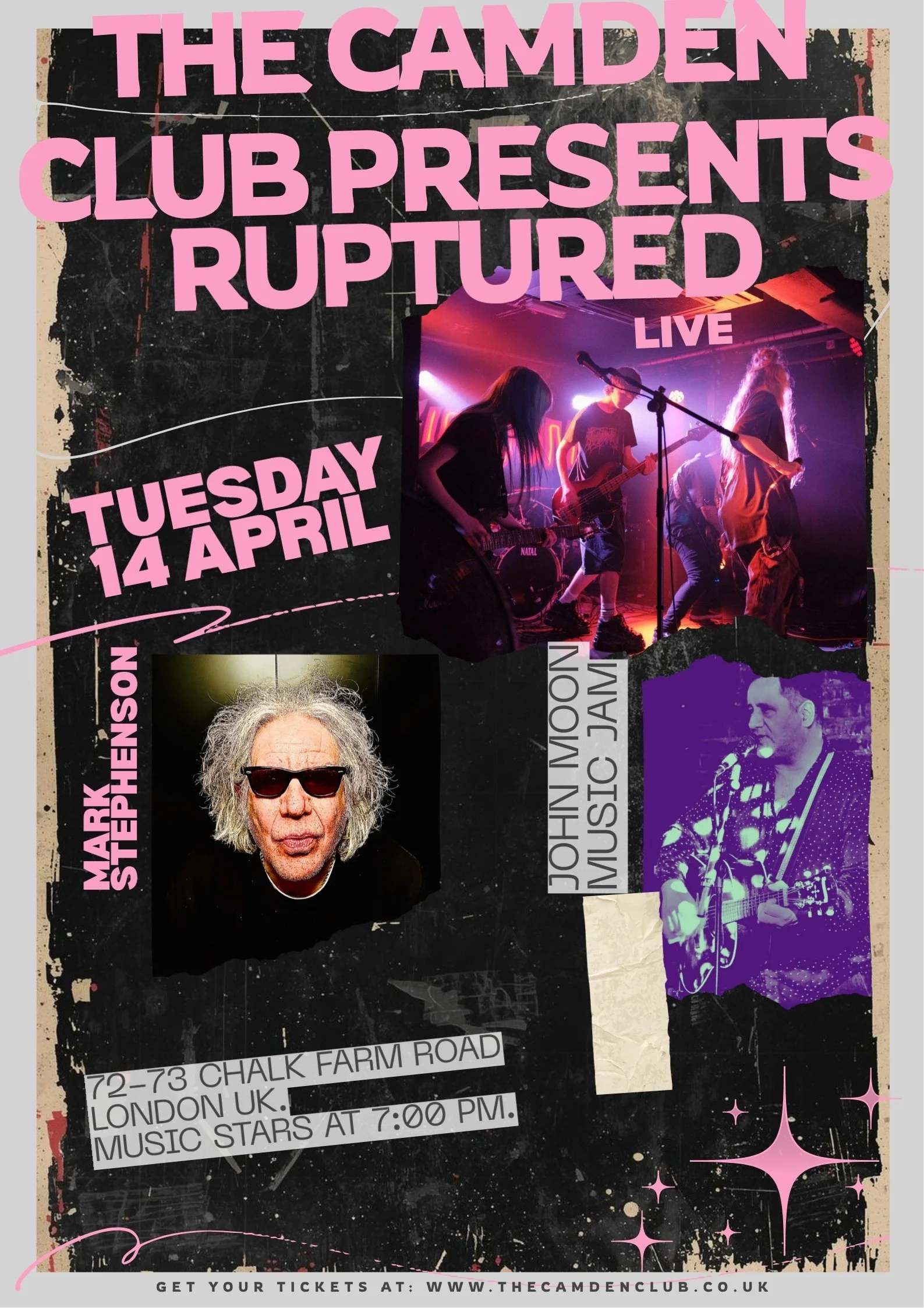 RUPTURED / MARK STEPHENSON / JOHN MOON – Live at The Camden Club