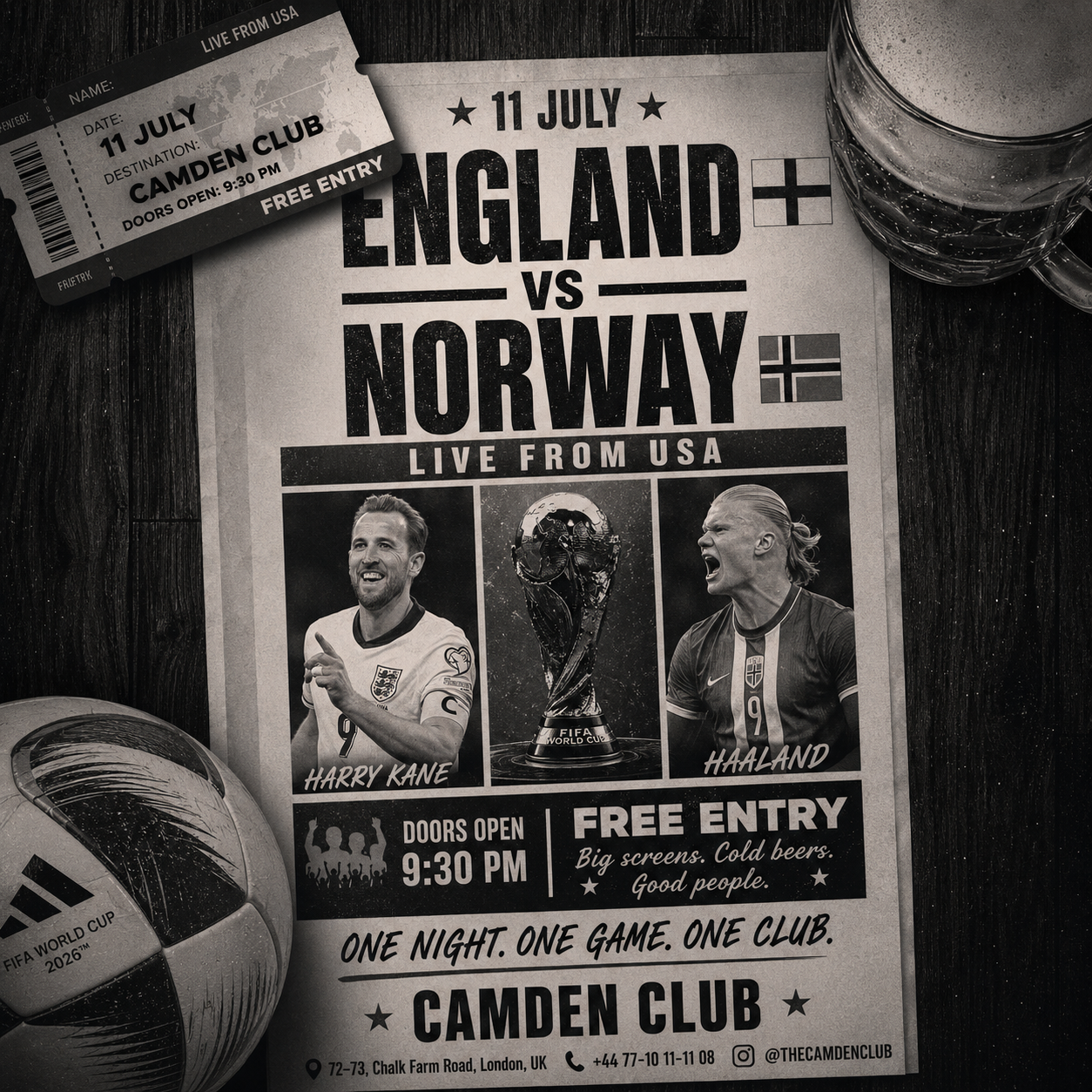 England vs Norway – Live at The Camden Club!