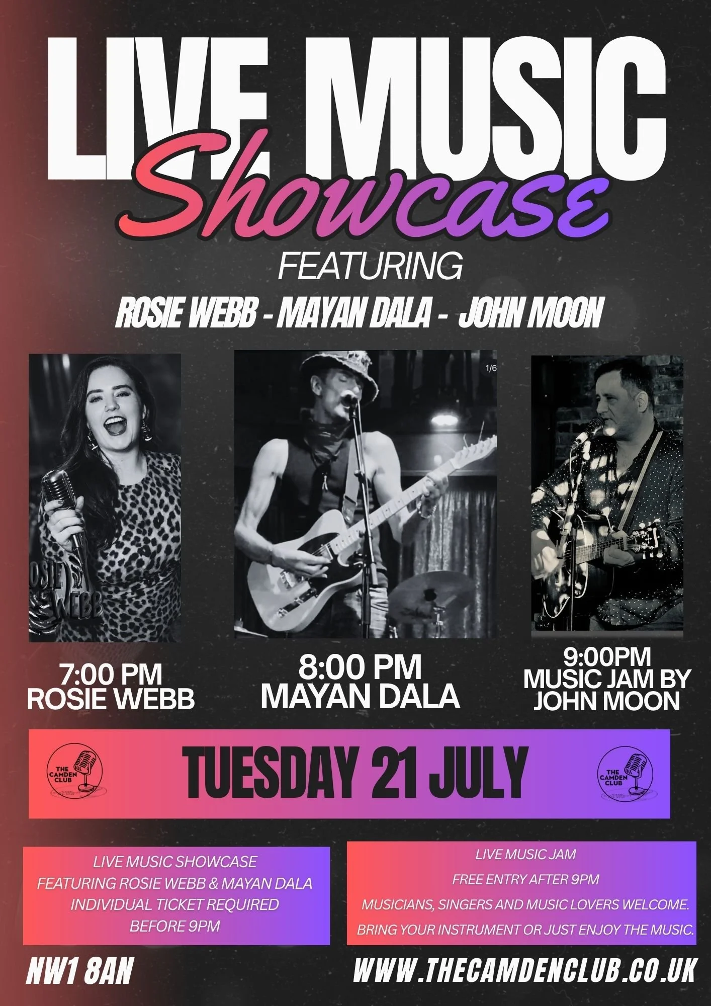 Live Music Showcase: Rosie Webb &amp; MayanDala + Live Music Jam